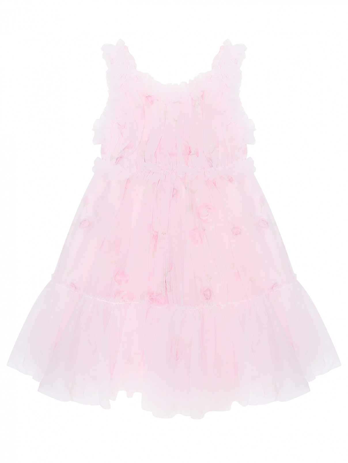 Платье из сетки с узором Lapin House  –  Общий вид  – Цвет:  Розовый