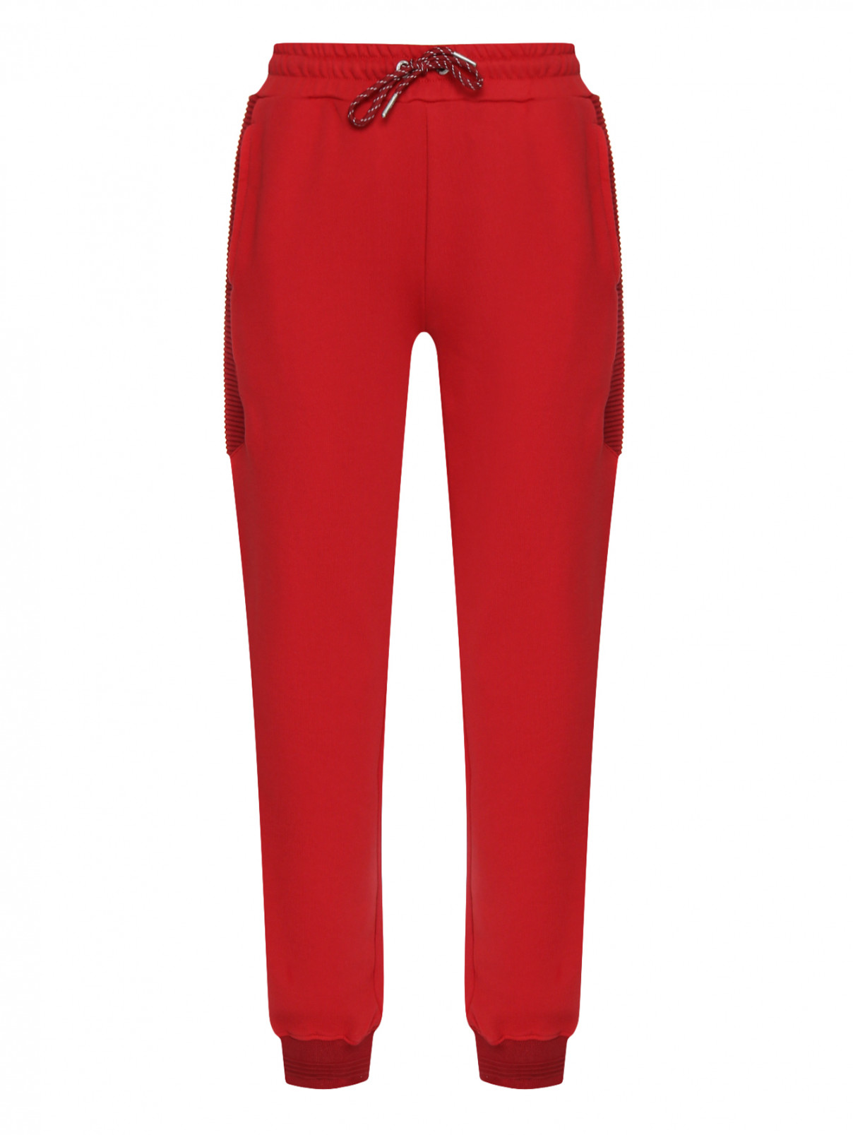 Спортивные брюки из хлопка на резинке BOSCO  –  Общий вид  – Цвет:  Красный