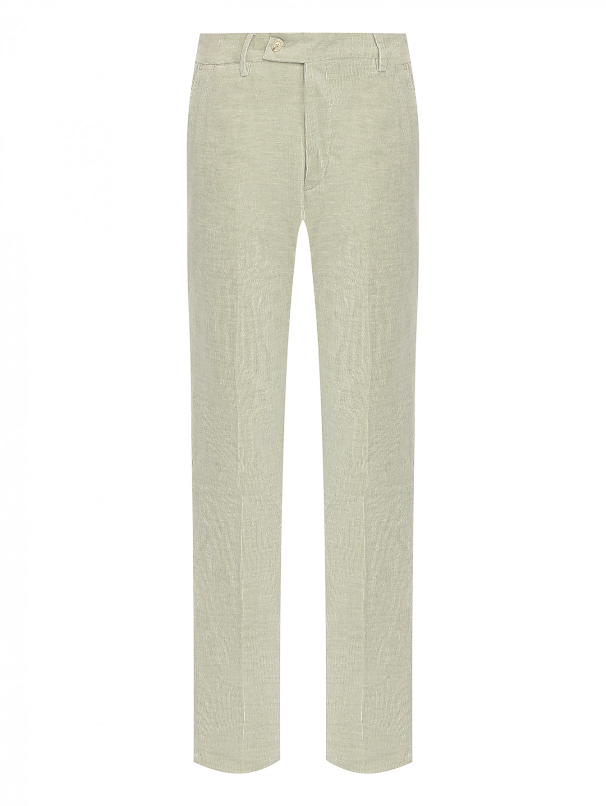 Зауженные вельветовые брюки из хлопка Borrelli  –  Общий вид  – Цвет:  Зеленый