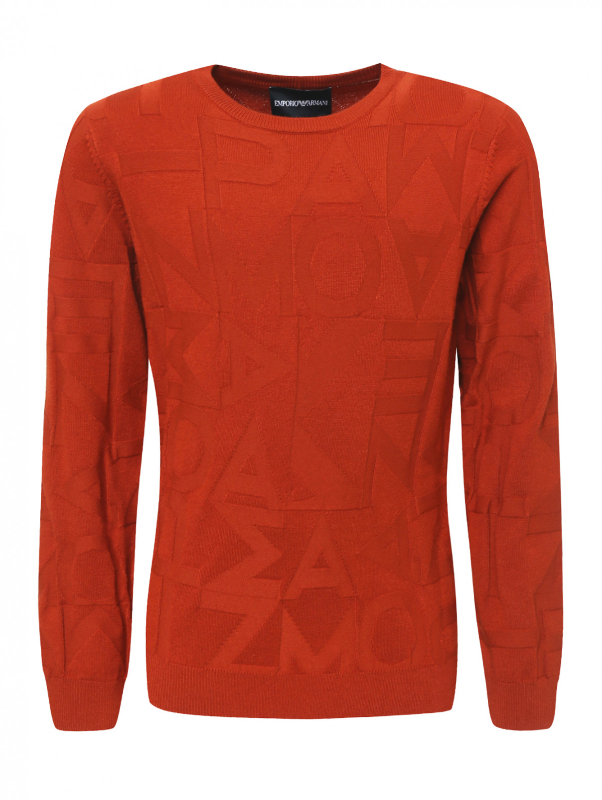 Джемпер трикотажный фактурной вязки Emporio Armani  –  Общий вид  – Цвет:  Оранжевый