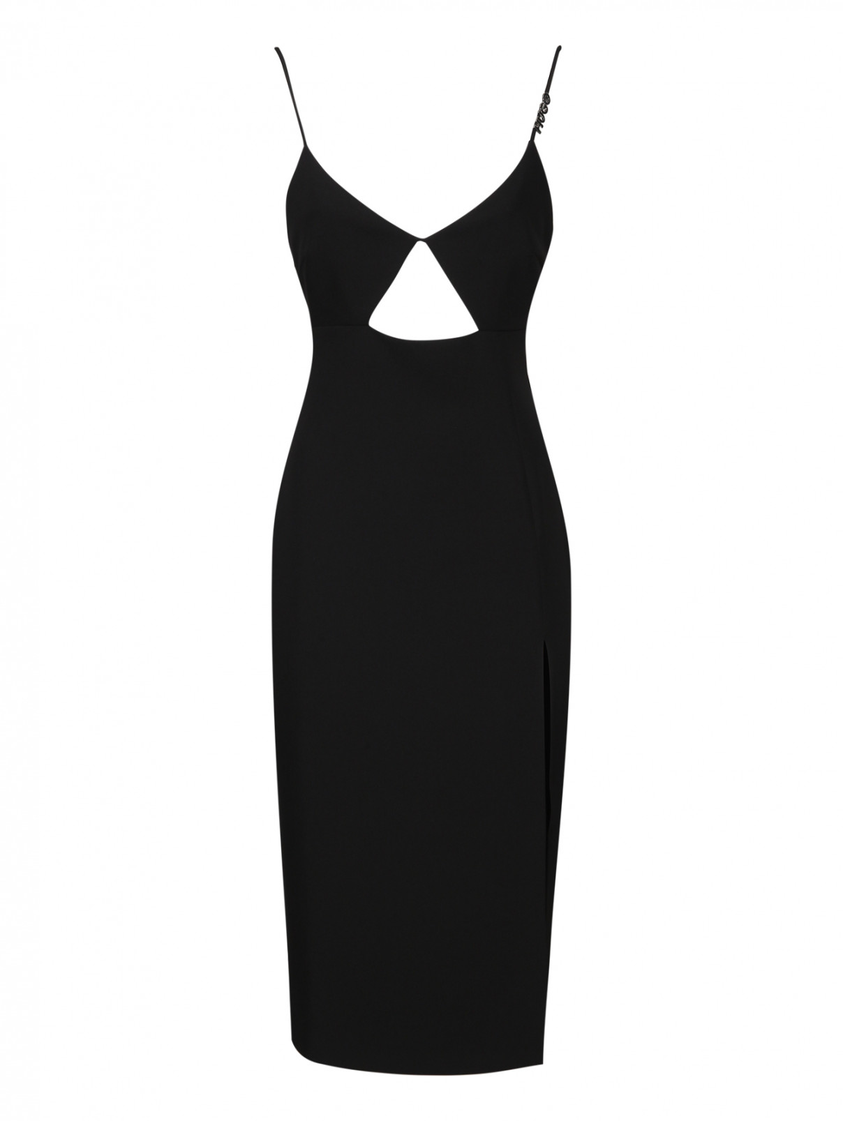 Платье-миди с вырезом Boss  –  Общий вид  – Цвет:  Черный