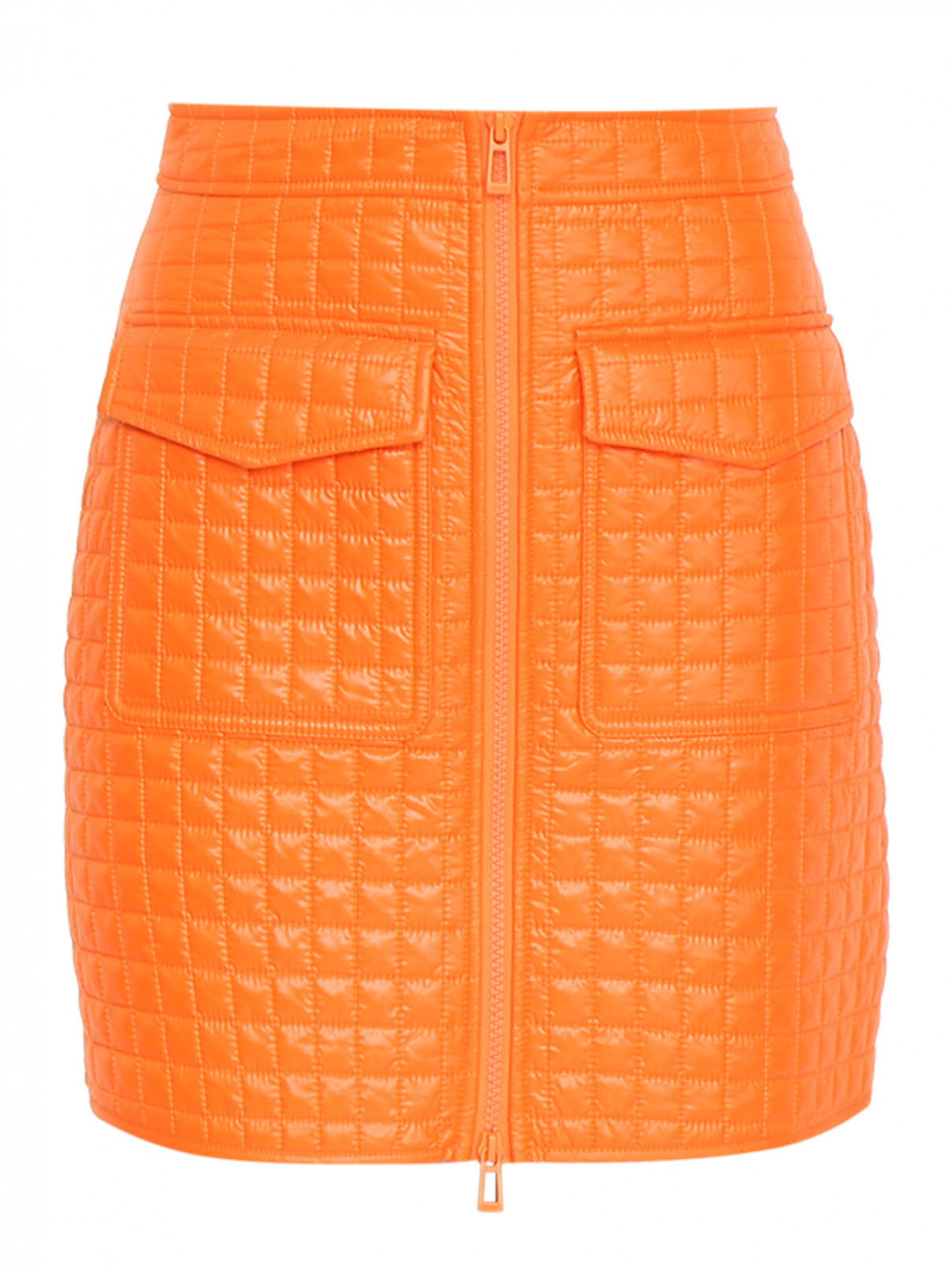 Стеганая юбка-мини Boss  –  Общий вид  – Цвет:  Оранжевый