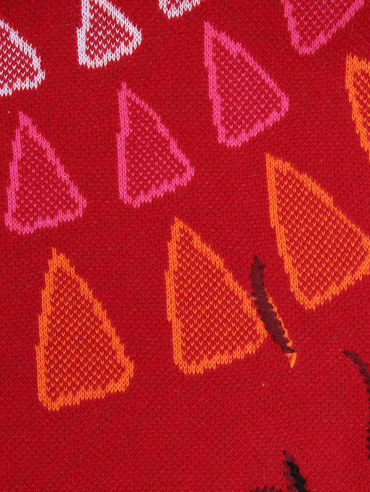 Свитер из хлопка с узором Marina Rinaldi  –  Деталь  – Цвет:  Красный