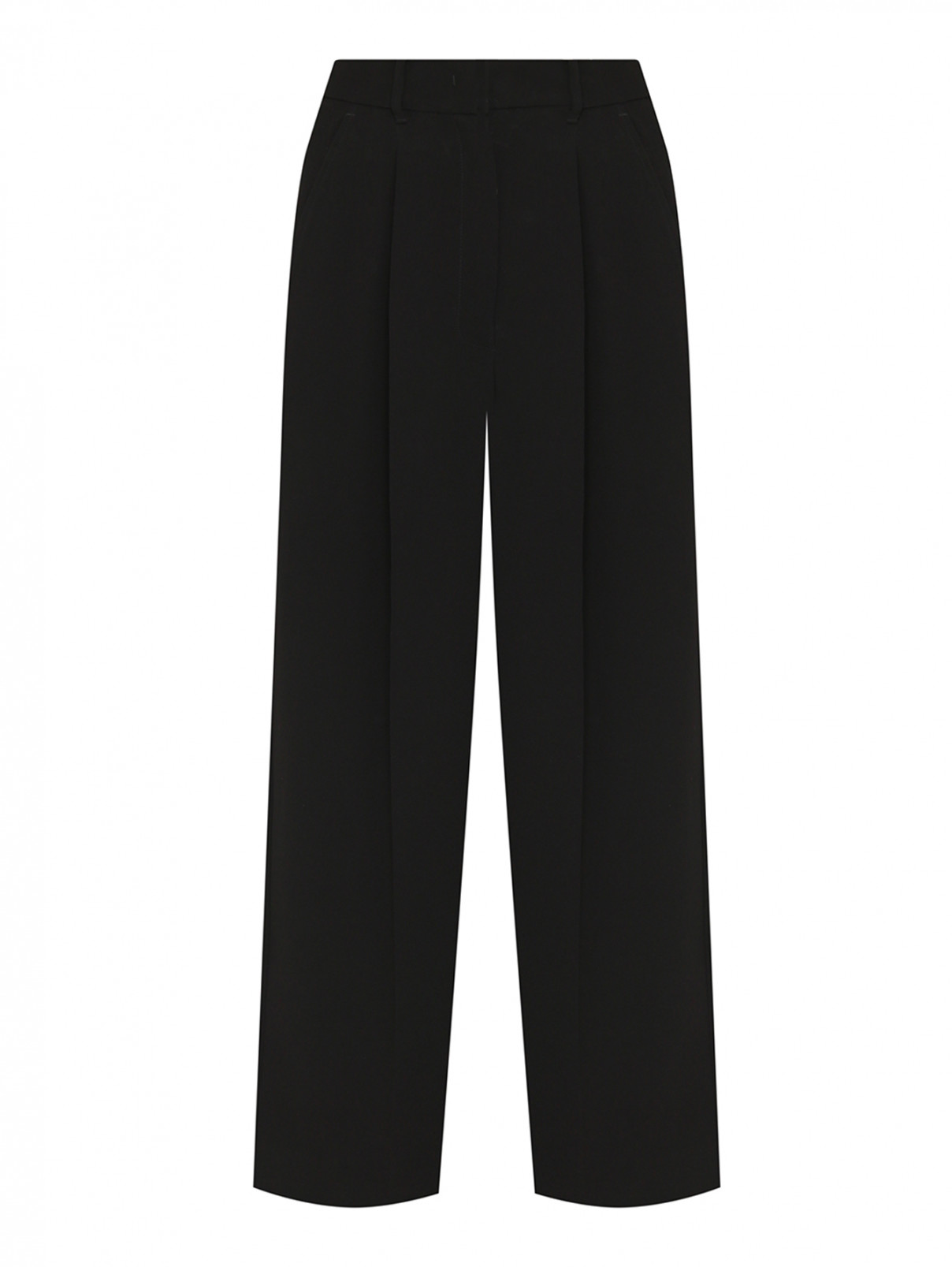 Однотонные брюки с высокой посадкой Weekend Max Mara  –  Общий вид  – Цвет:  Черный