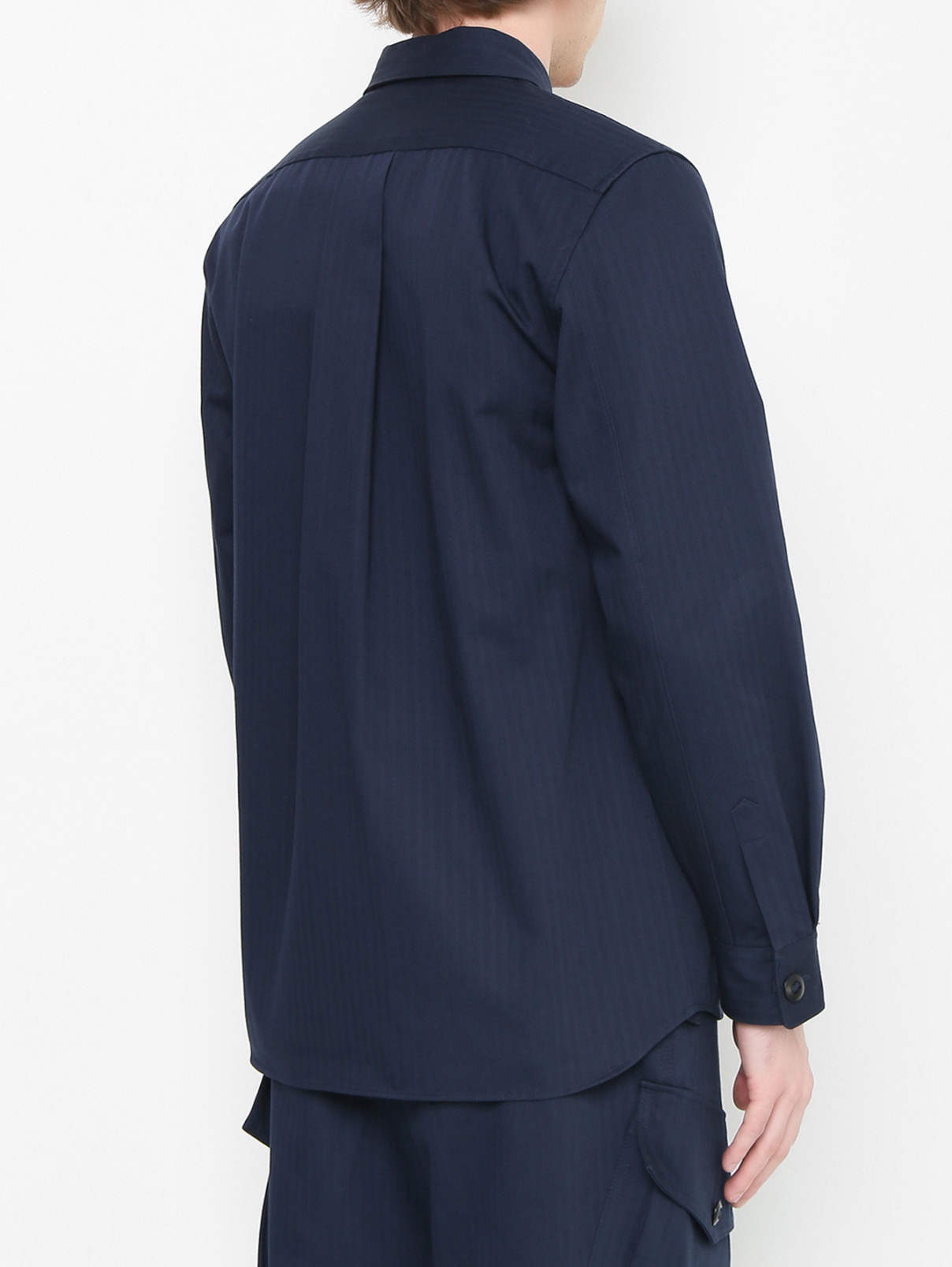 Рубашка из хлопка на молнии Kenzo  –  МодельВерхНиз1  – Цвет:  Синий