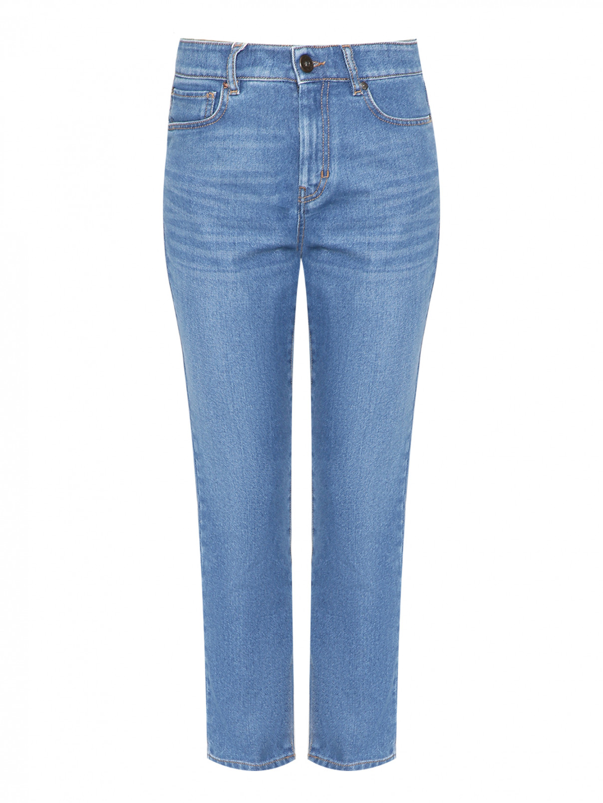 Зауженные джинсы из хлопка Weekend Max Mara  –  Общий вид  – Цвет:  Синий