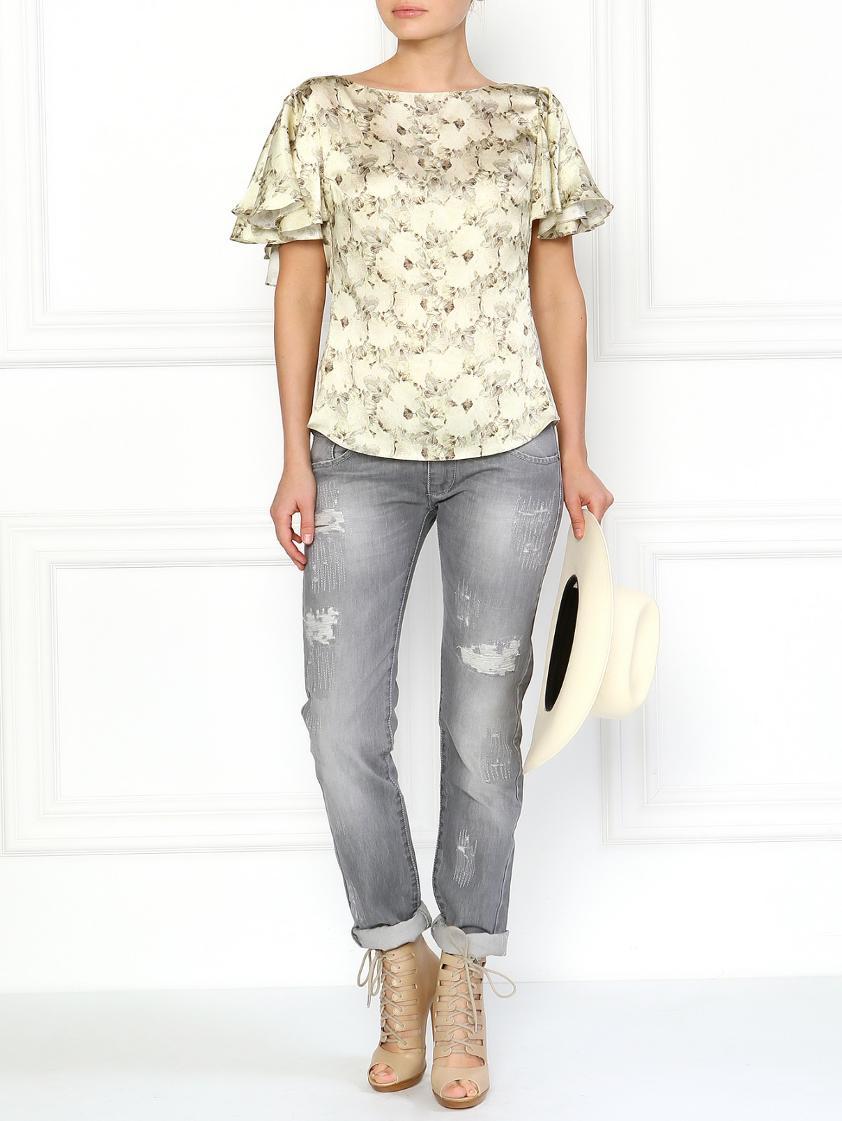 Шелковая блуза с цветочным принтом A La Russe  –  Модель Общий вид  – Цвет:  Узор
