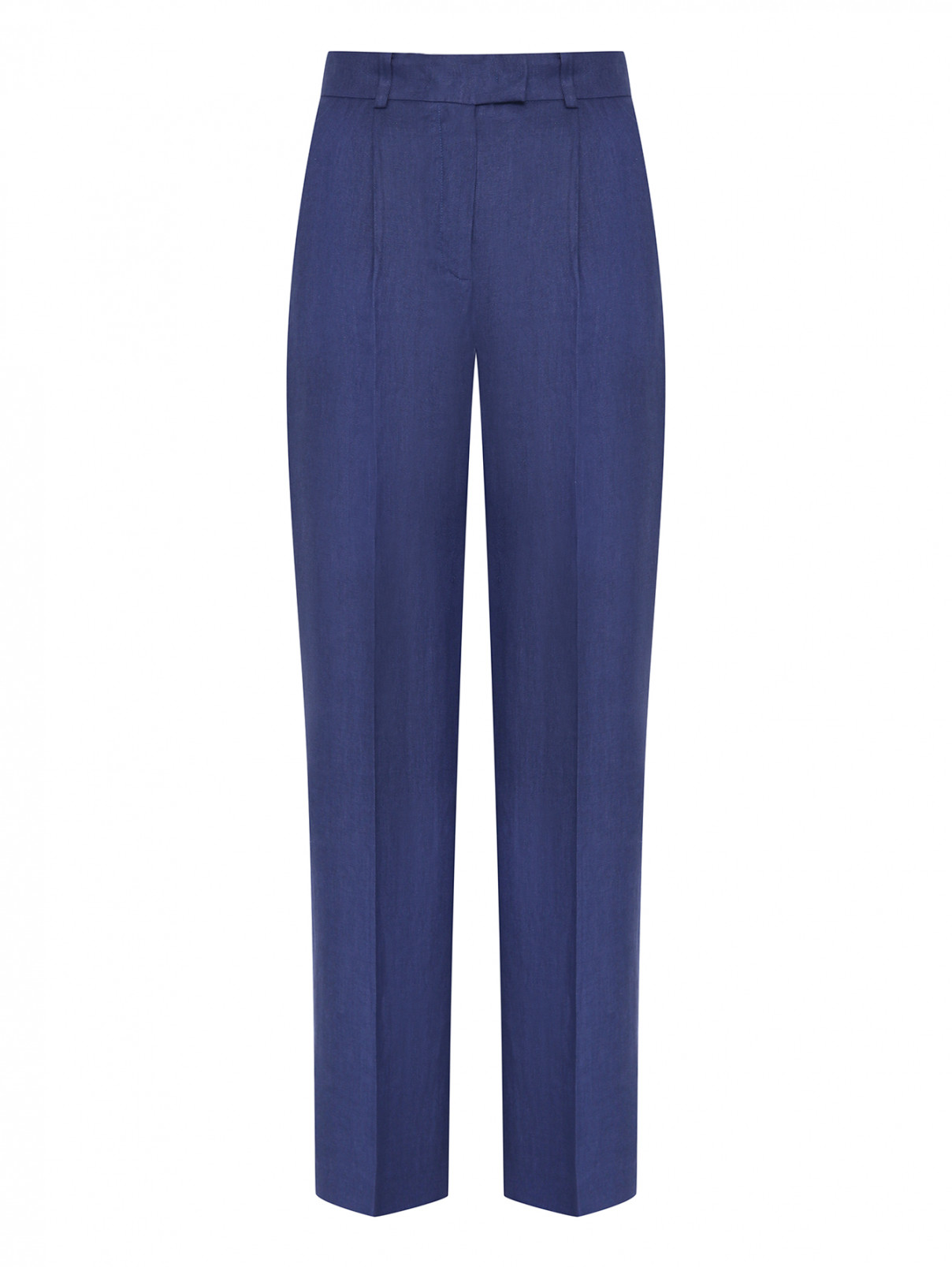 Однотонные брюки изо льна Luisa Spagnoli  –  Общий вид  – Цвет:  Синий