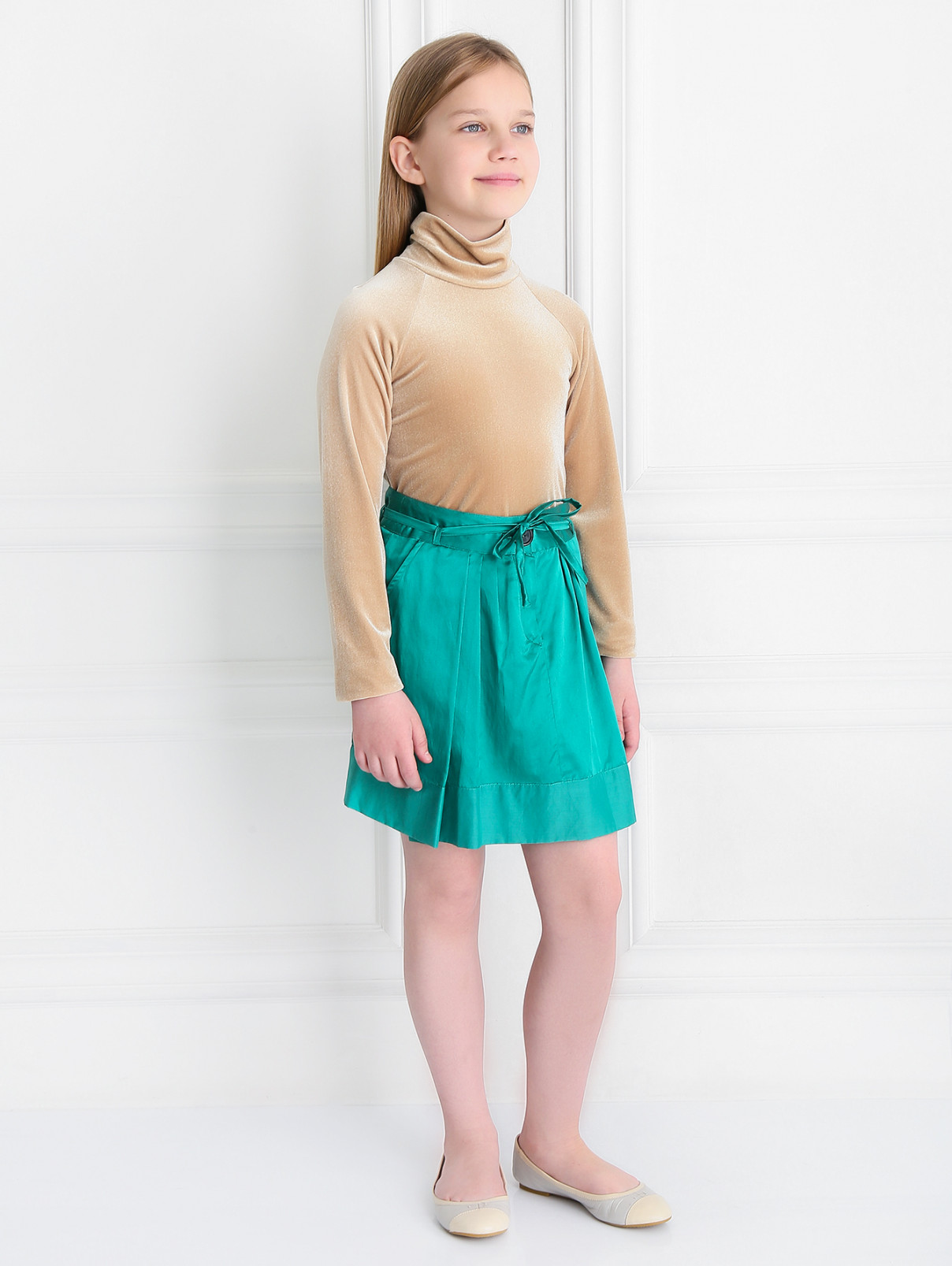 Юбка из шелка и хлопка с карманами Sonia Rykiel  –  Модель Общий вид  – Цвет:  Зеленый