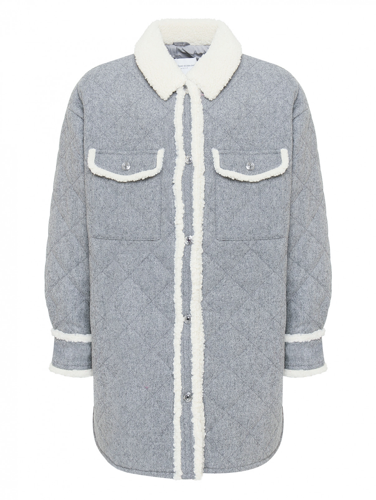 Стеганая куртка на кнопках Ermanno Scervino Junior  –  Общий вид  – Цвет:  Серый