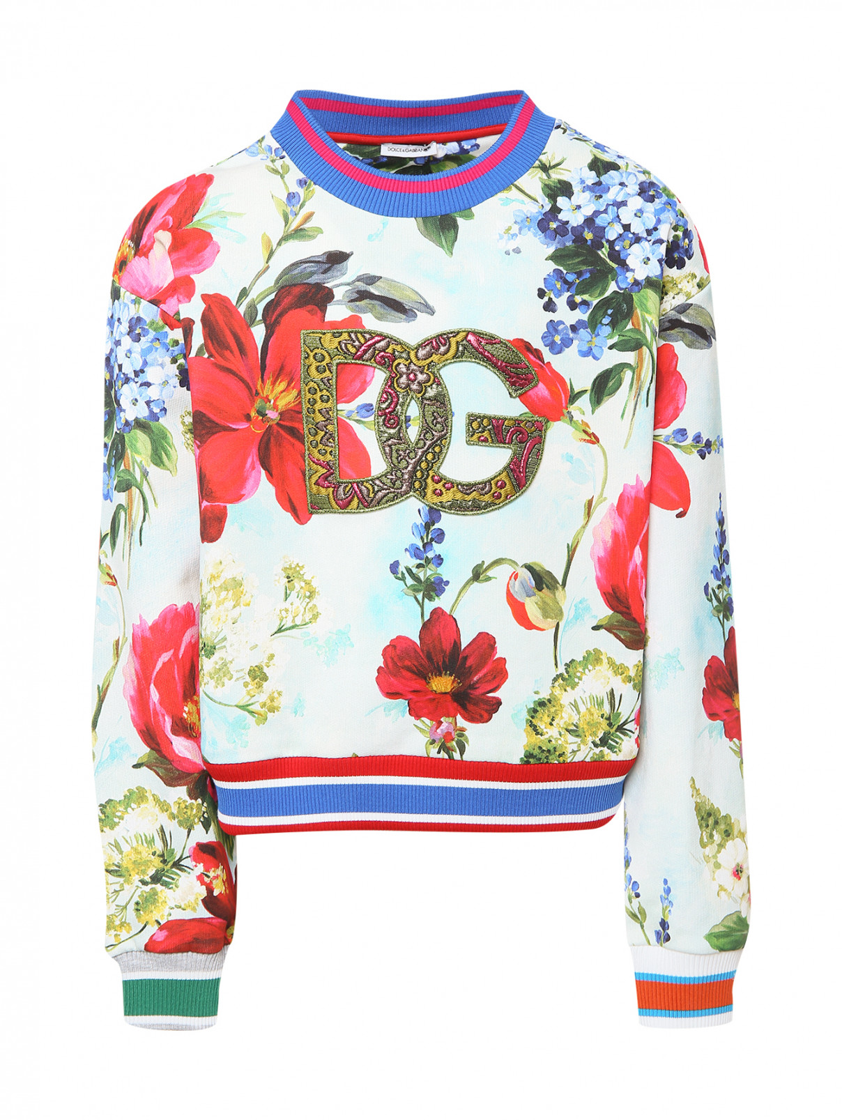 Хлопковый свитшот с аппликацией Dolce & Gabbana  –  Общий вид  – Цвет:  Узор