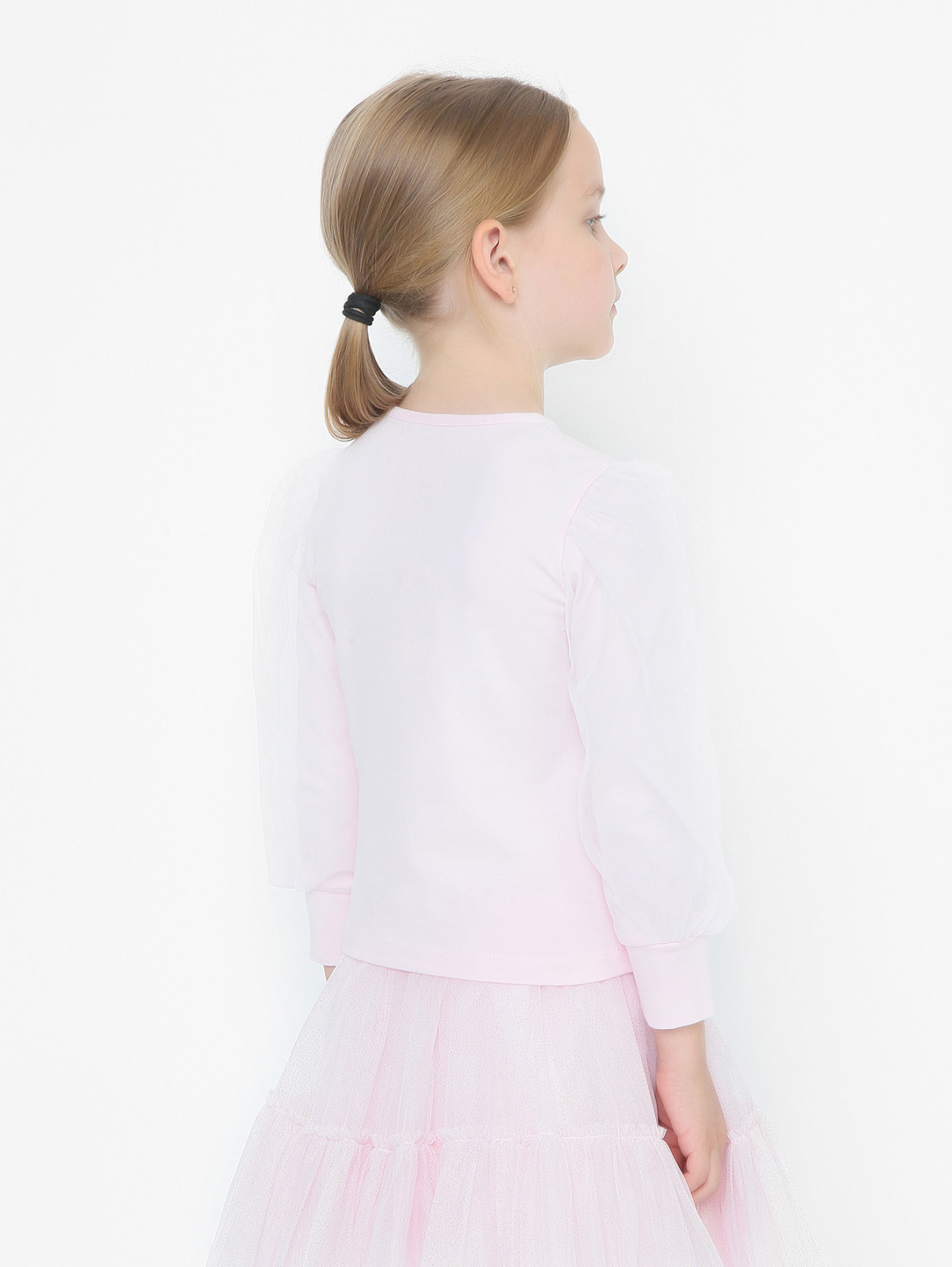 Блуза с рукавами из сетки Lapin House  –  МодельВерхНиз1  – Цвет:  Розовый
