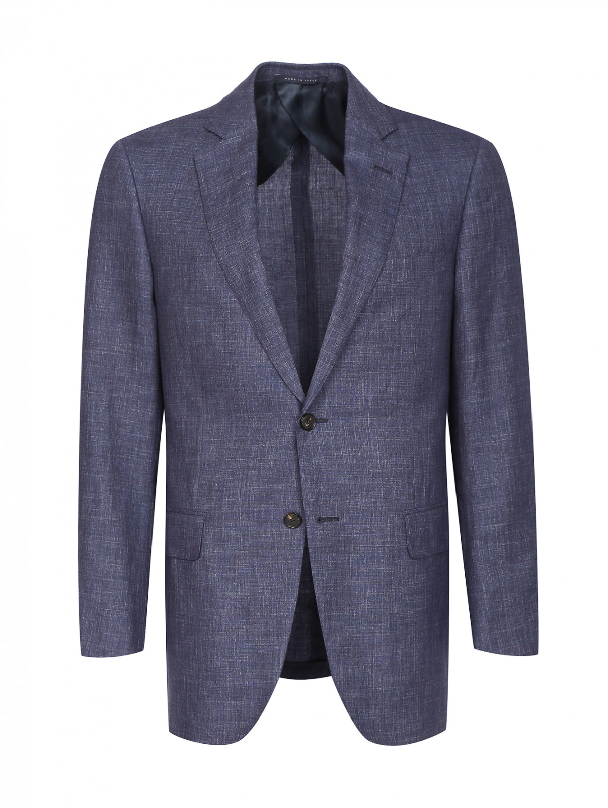 Пиджак однобортный из льна и шерсти Pal Zileri  –  Общий вид  – Цвет:  Синий