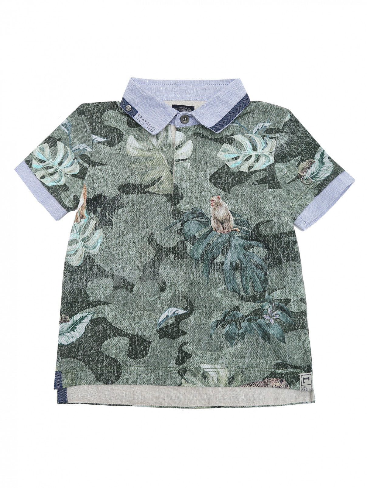 Рубашка из фактурного хлопка Lapin House  –  Общий вид  – Цвет:  Зеленый