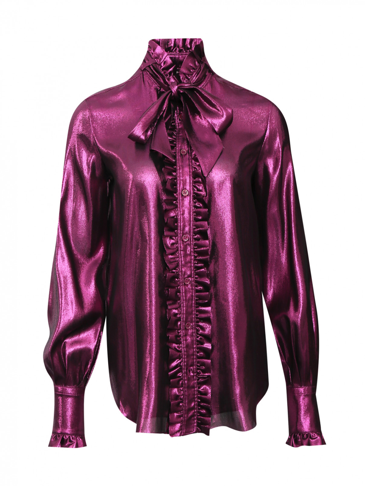 Блуза из шелка металлик Bally  –  Общий вид  – Цвет:  Фиолетовый