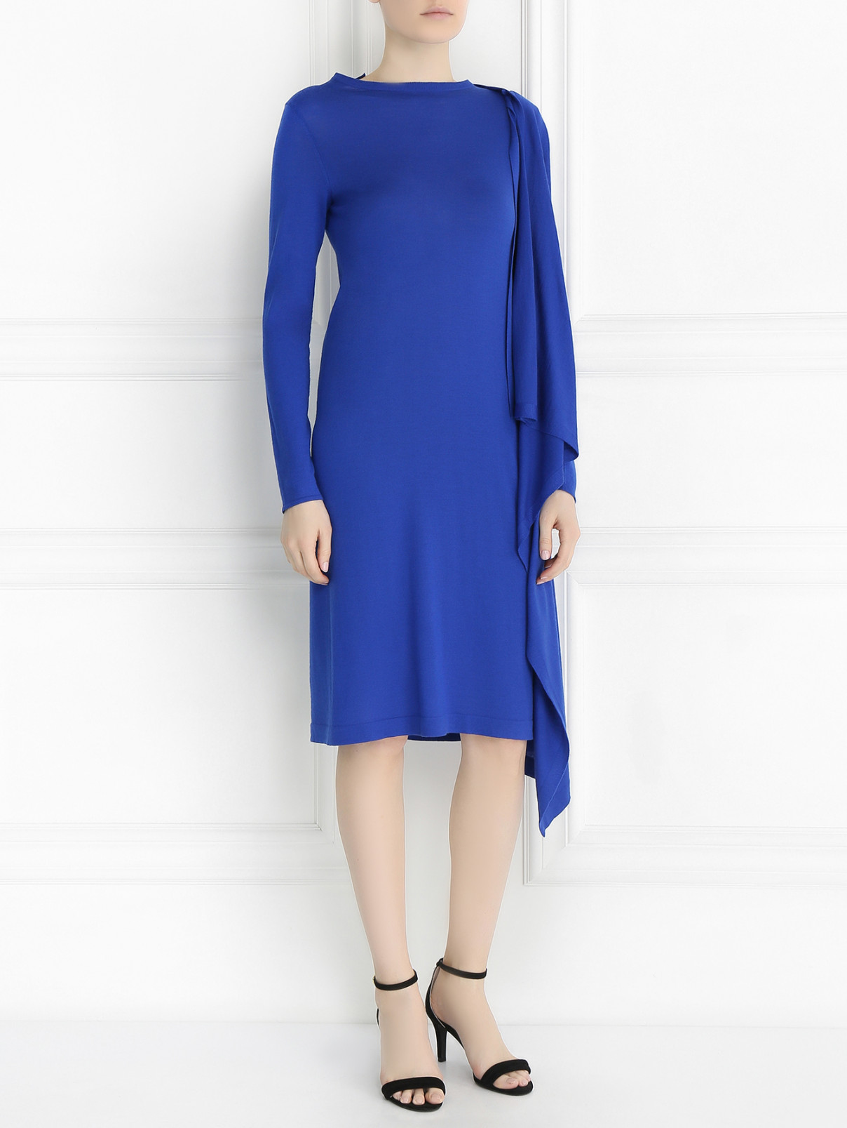 Платье из шерсти прямого кроя Maison Margiela  –  Модель Общий вид  – Цвет:  Синий