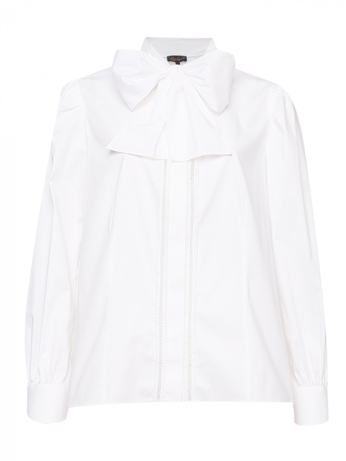 Блуза из хлопка с бантом Luisa Spagnoli  –  Общий вид  – Цвет:  Белый