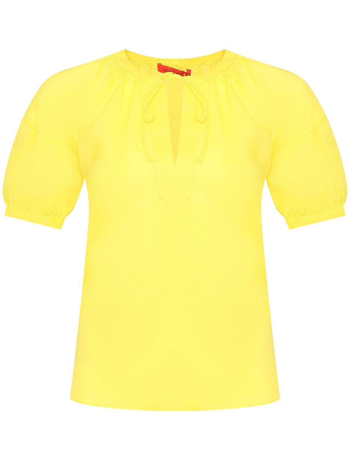 Блуза из рами с коротким рукавом Max&Co  –  Общий вид  – Цвет:  Желтый