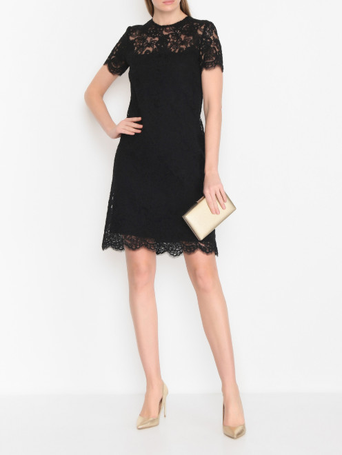Платье прямого кроя из хлопка с кружевом Ermanno Scervino - МодельОбщийВид