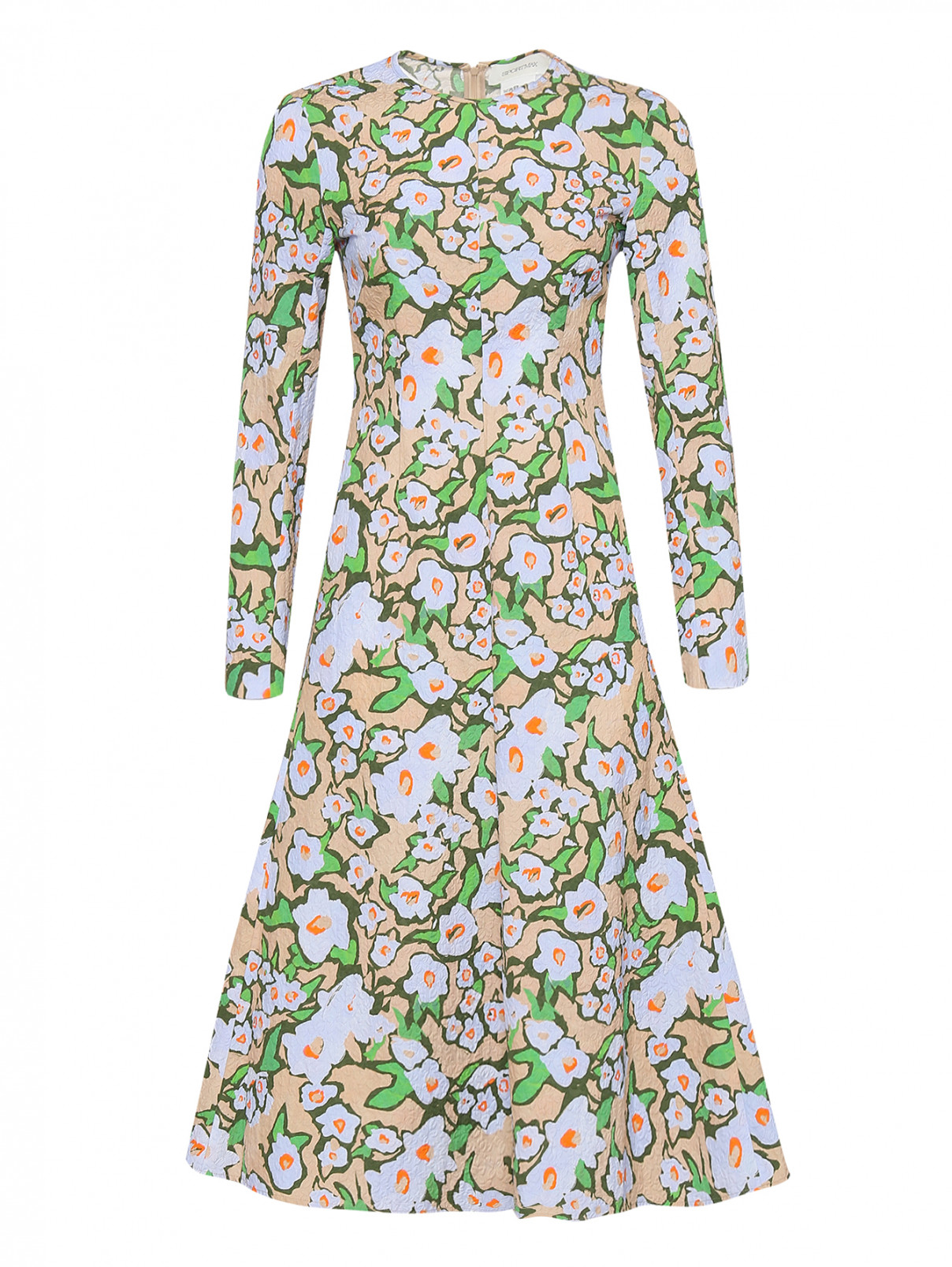 Платье-миди из хлопка с узором Sportmax  –  Общий вид  – Цвет:  Узор