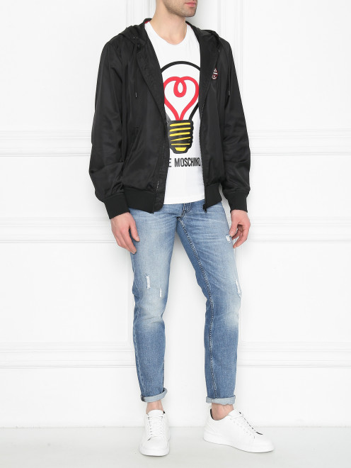 Куртка на молнии с логотипом Moschino Love - МодельОбщийВид
