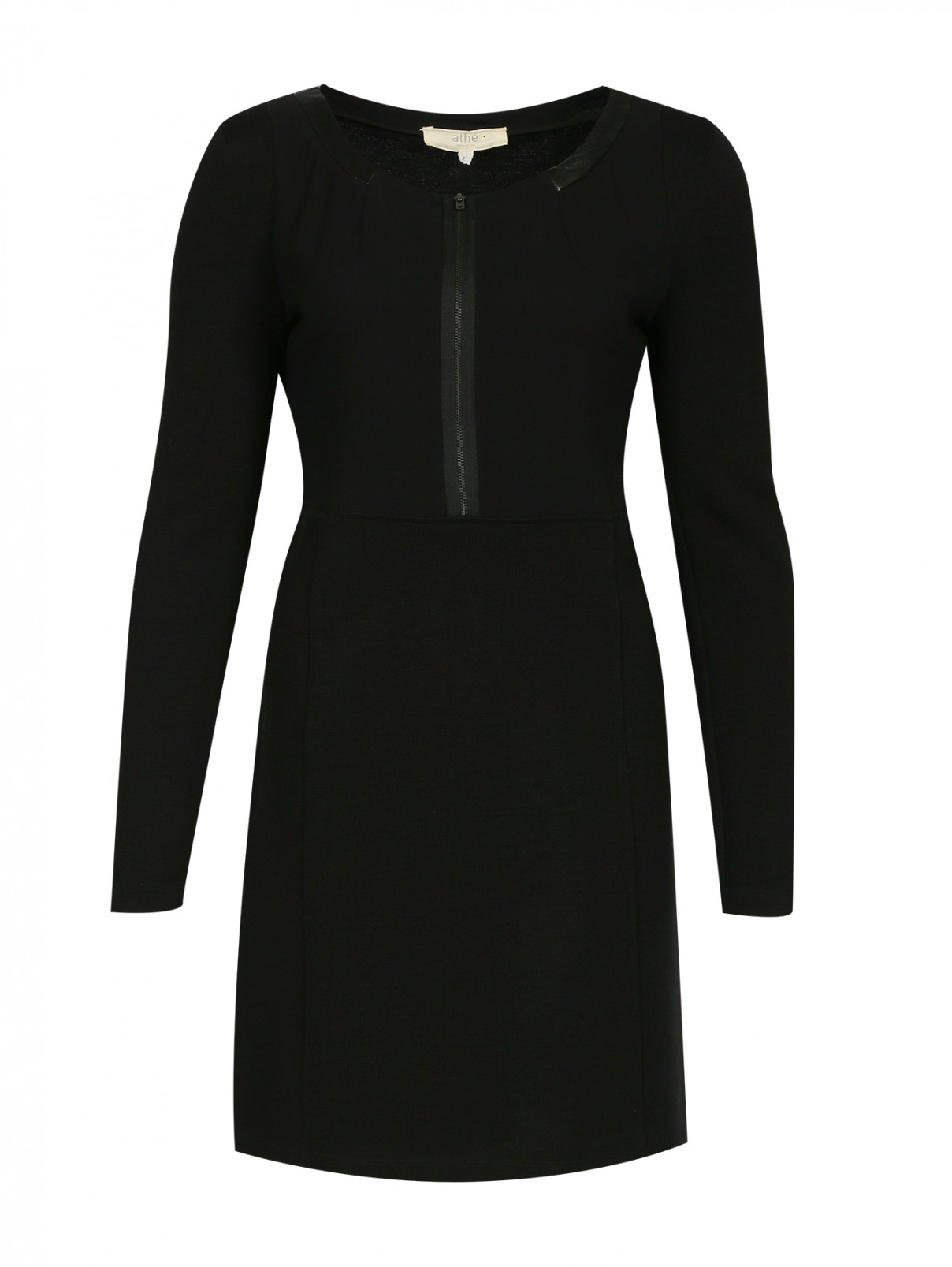 Трикотажное платье с молнией Athe Vanessa Bruno  –  Общий вид  – Цвет:  Черный
