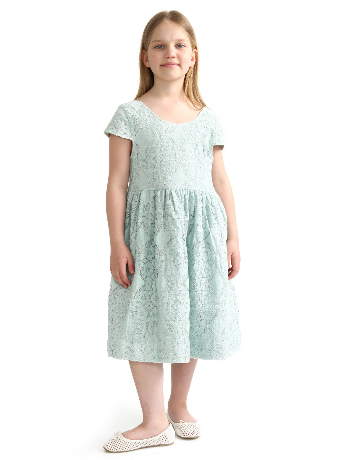 Платье из кружева Burberry  –  Модель Общий вид  – Цвет:  Зеленый
