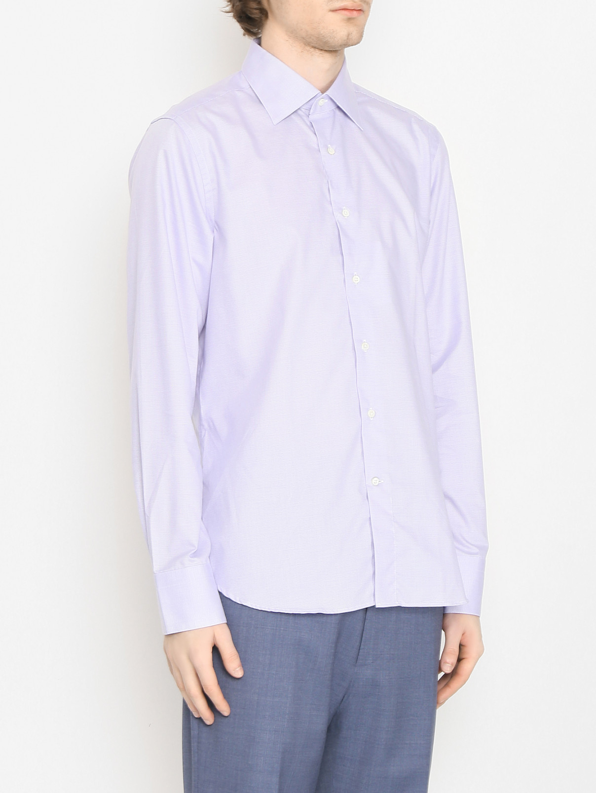 Рубашка из хлопка Canali  –  МодельВерхНиз  – Цвет:  Фиолетовый
