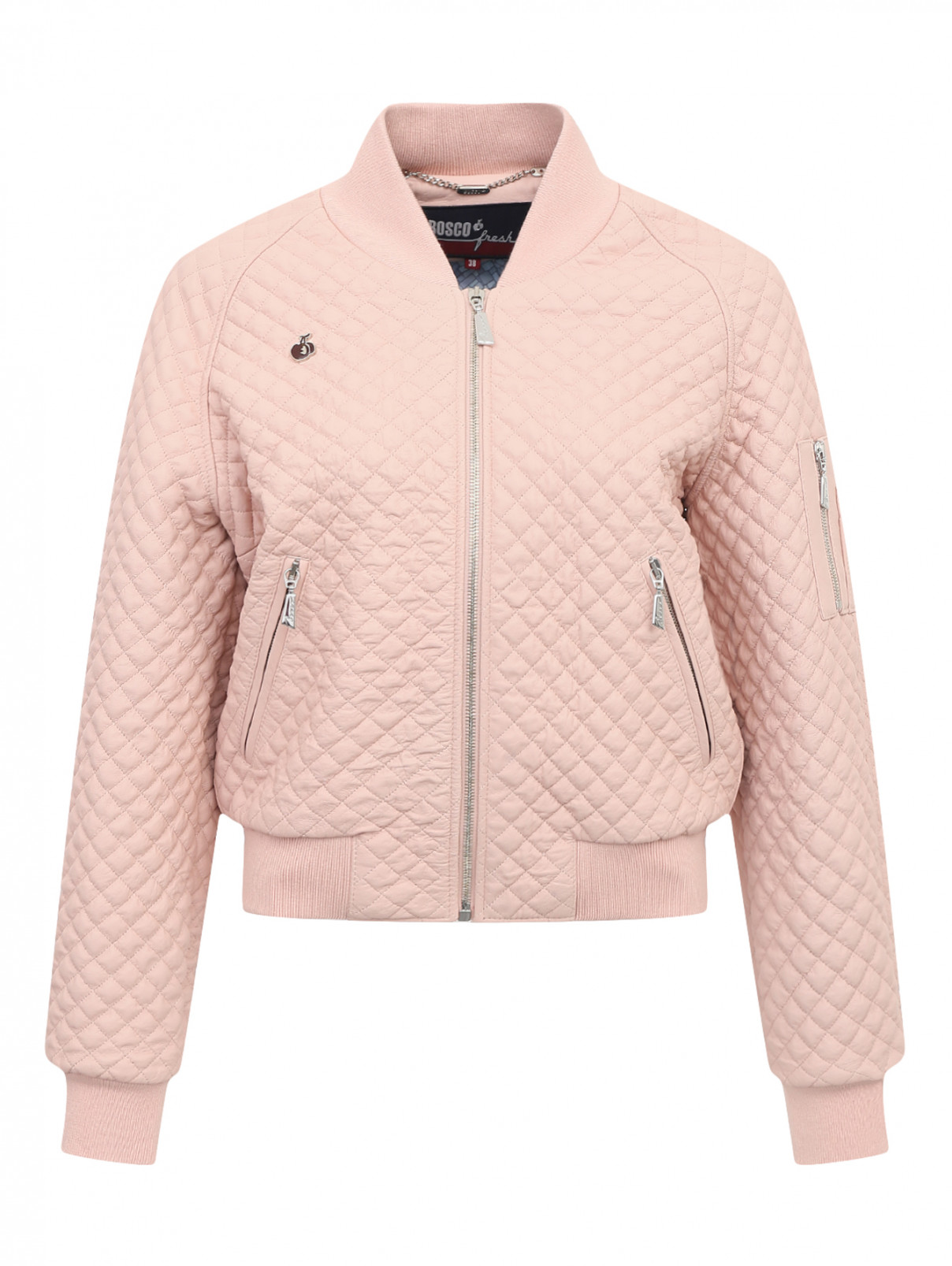 Стеганая куртка из кожи BOSCO  –  Общий вид  – Цвет:  Розовый