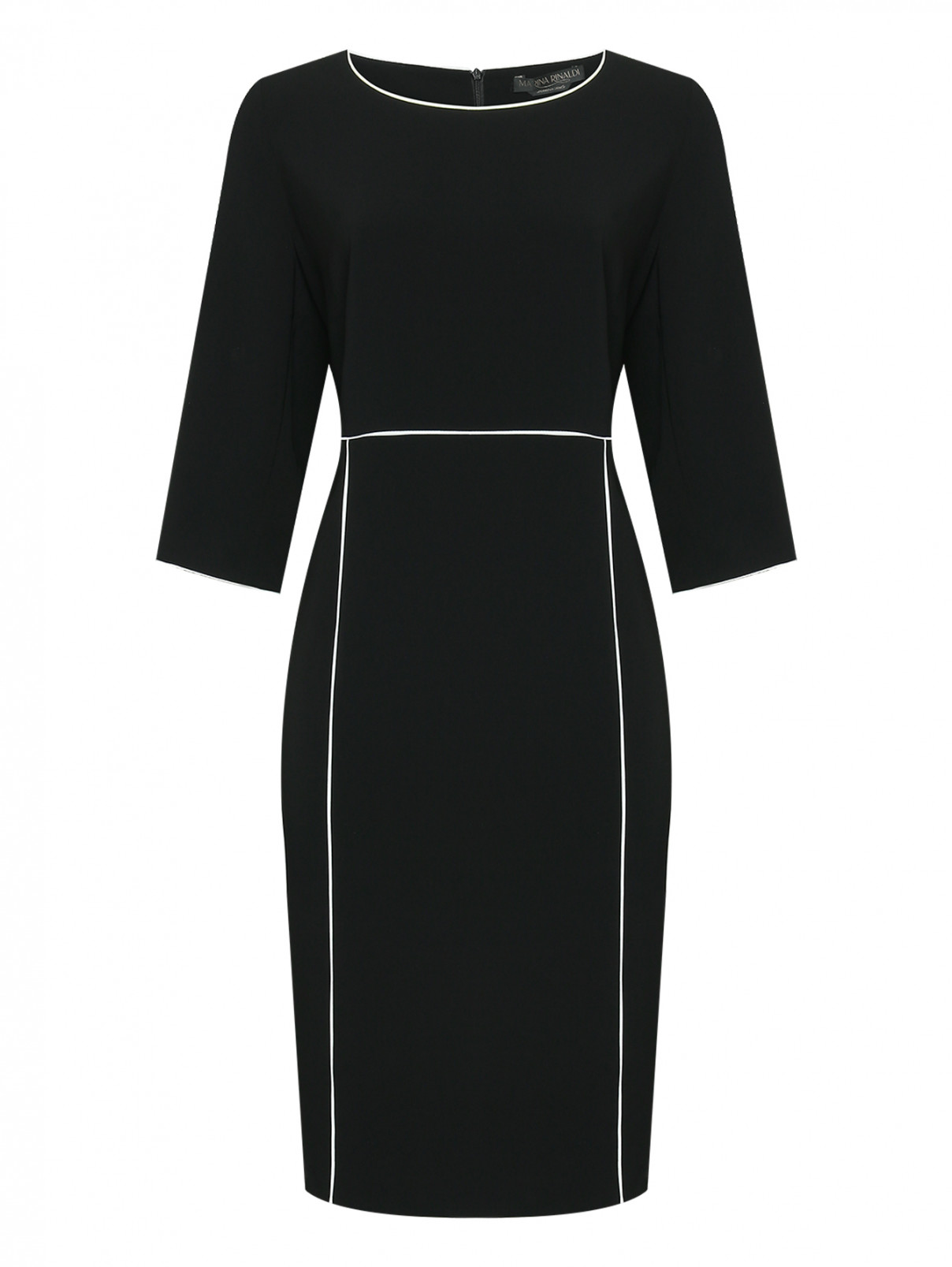 Платье с контрастной окантовкой Marina Rinaldi  –  Общий вид  – Цвет:  Черный