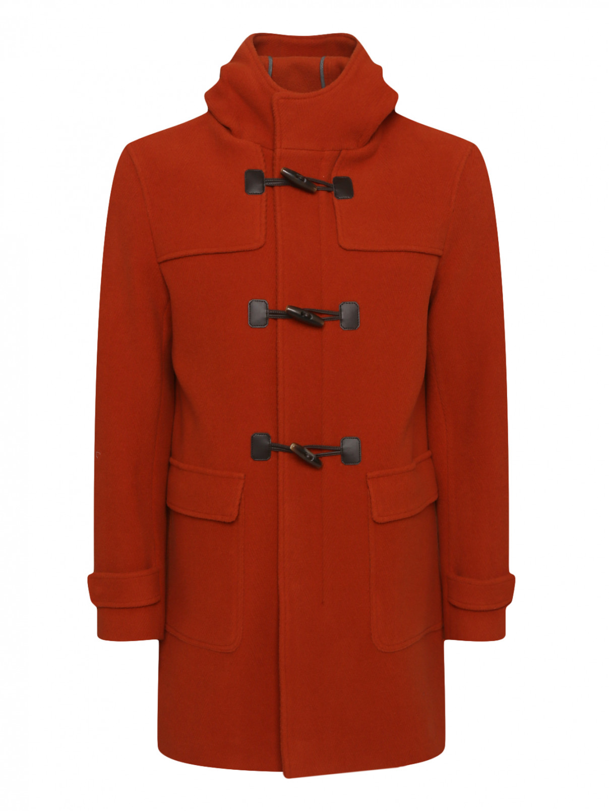 Пальто из шерсти с накладными карманами Herno  –  Общий вид  – Цвет:  Оранжевый