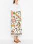 Комбинированное платье из хлопка с узором Marina Rinaldi  –  МодельВерхНиз