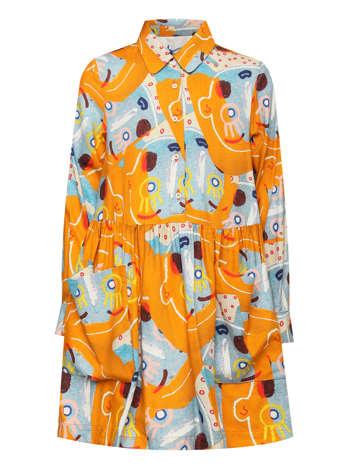 Платье из вискозы с накладными карманами MiMiSol  –  Общий вид  – Цвет:  Узор