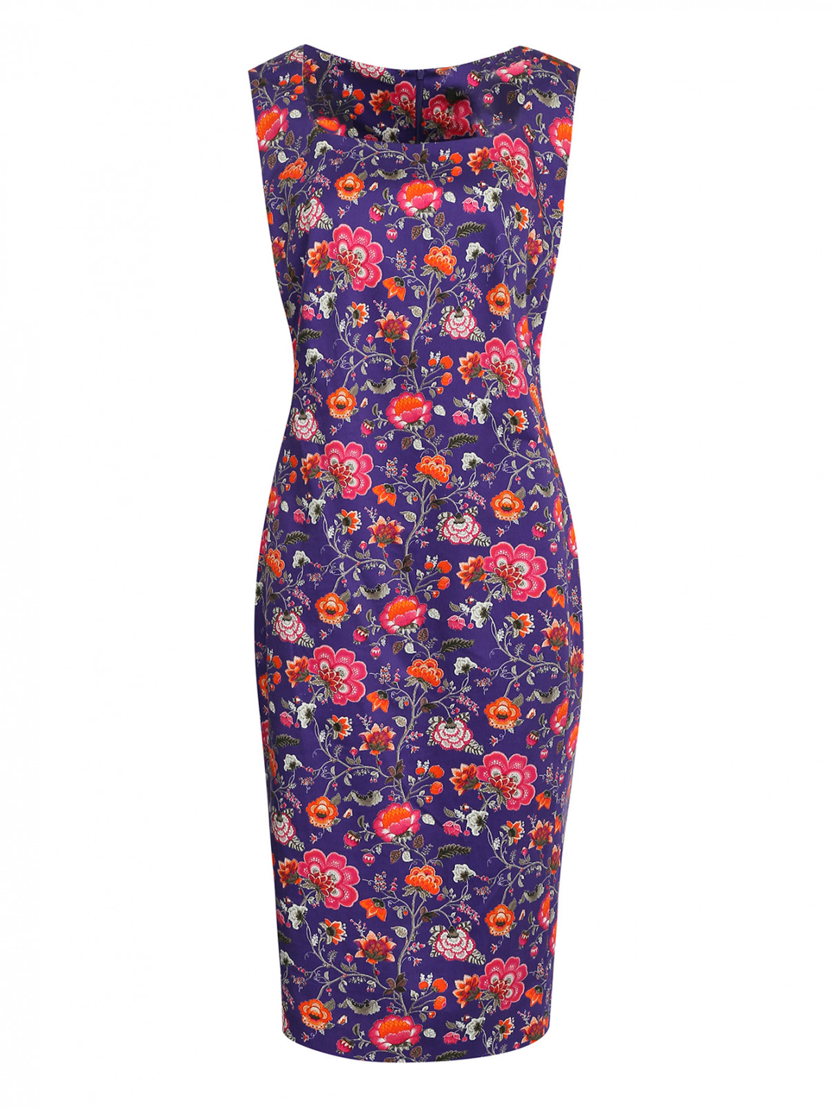 Платье из хлопка с цветочным узором Marina Rinaldi  –  Общий вид  – Цвет:  Узор