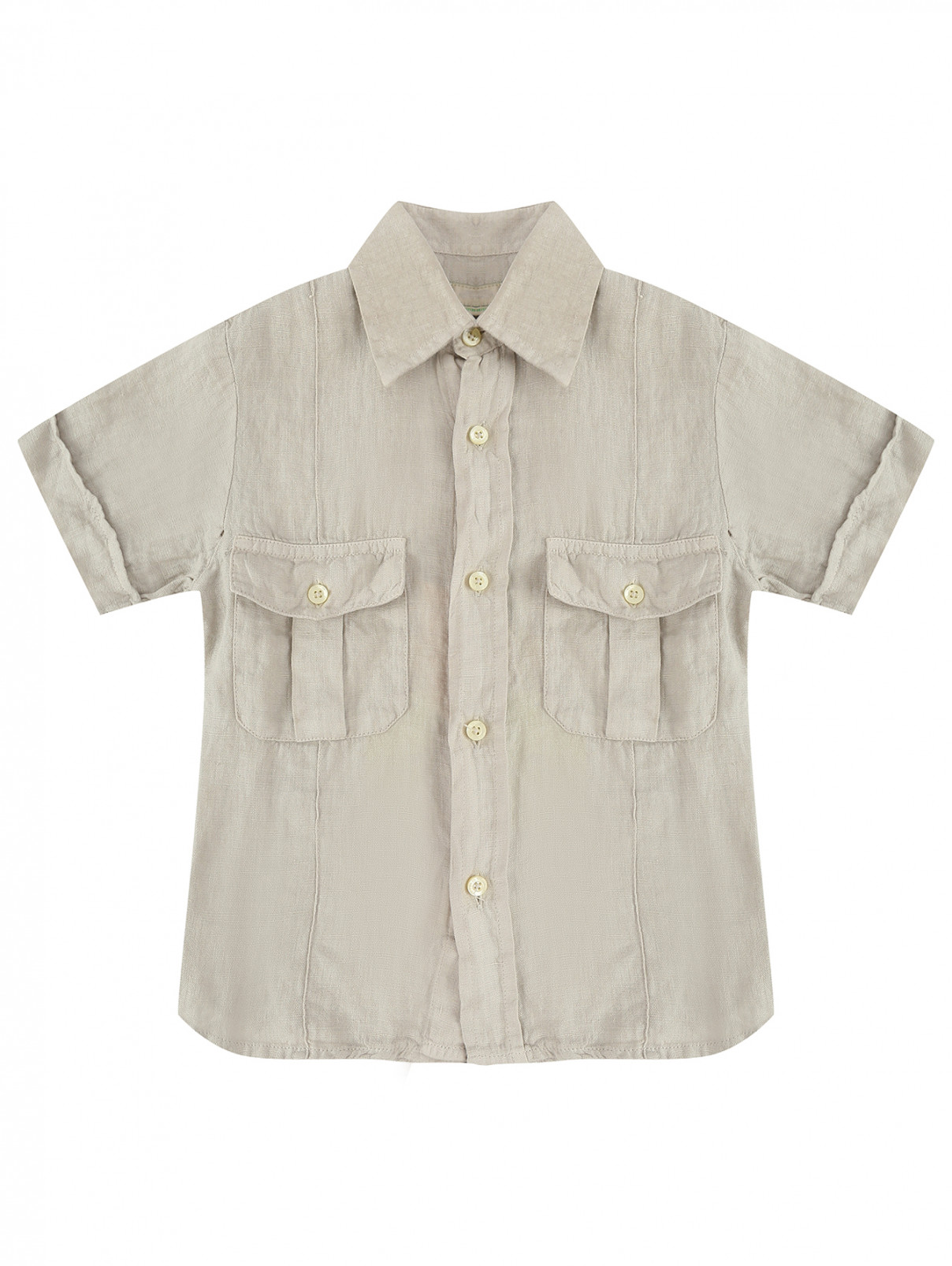 Рубашка из льна с карманами Etro  –  Общий вид  – Цвет:  Бежевый