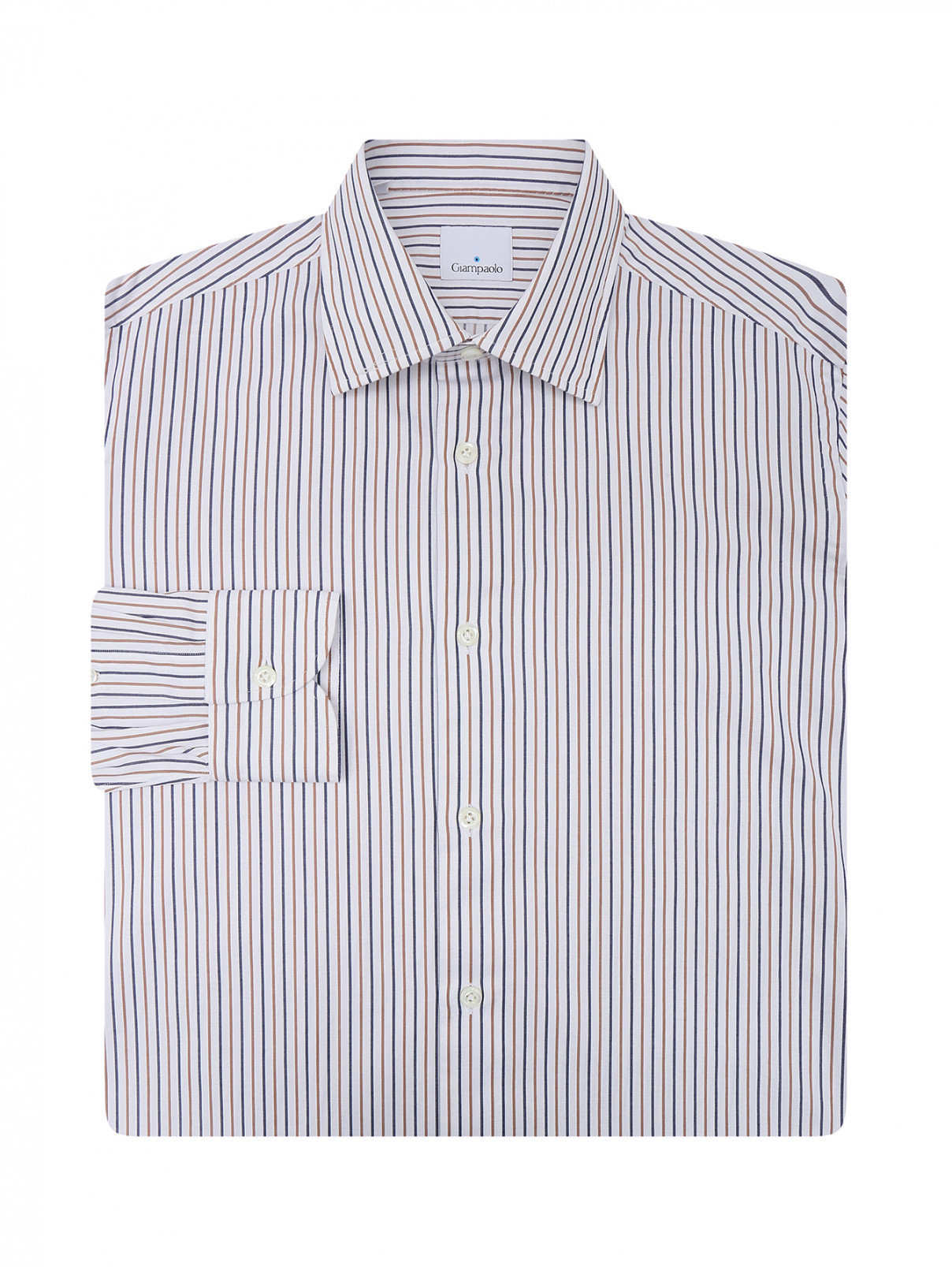 Рубашка из хлопка в полоску Giampaolo  –  Общий вид  – Цвет:  Белый