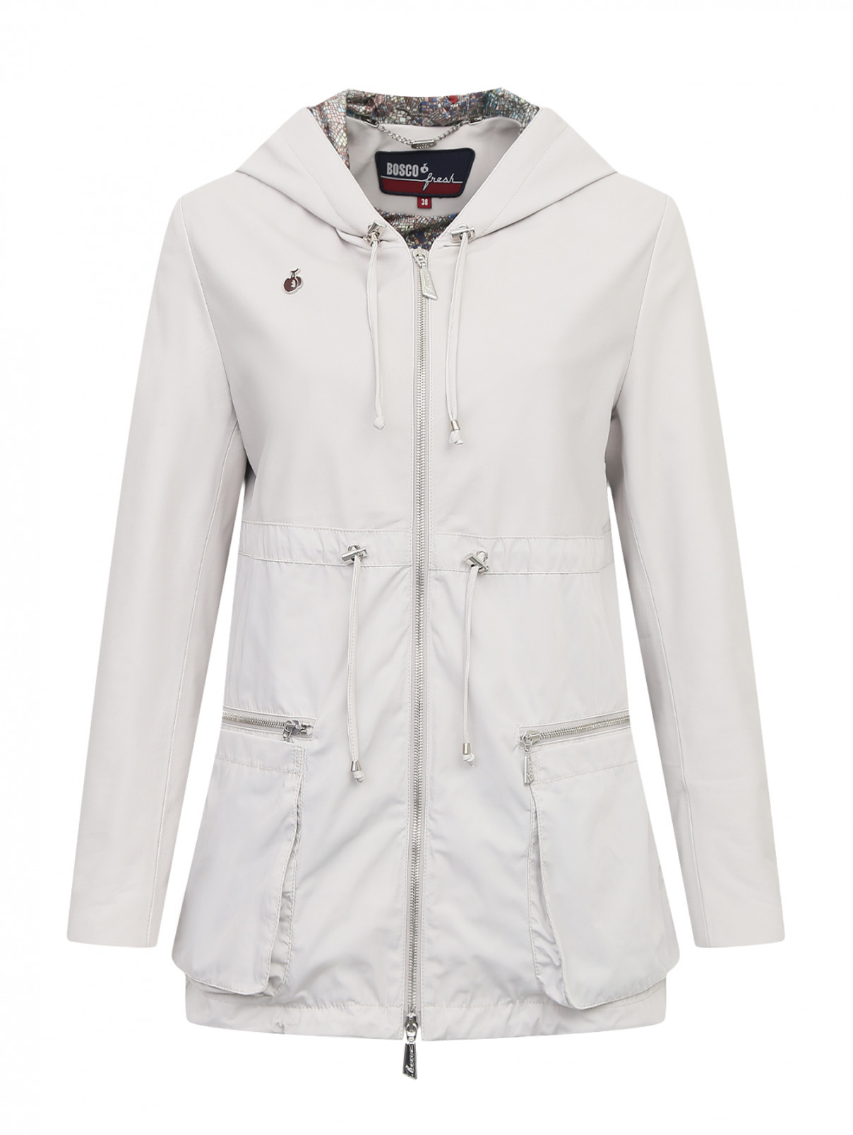 Куртка из кожи с накладными карманами BOSCO  –  Общий вид  – Цвет:  Серый