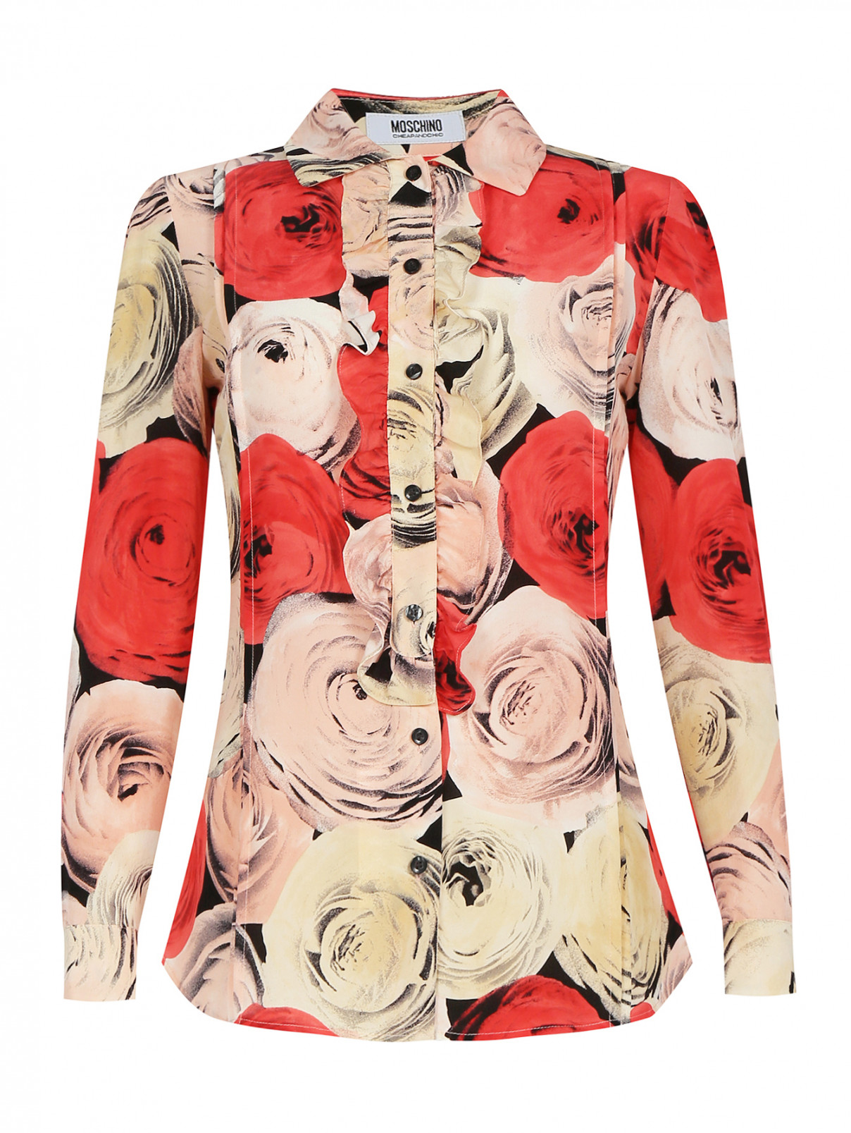 Блуза из шелка с цветочным узором Moschino Cheap&Chic  –  Общий вид  – Цвет:  Узор