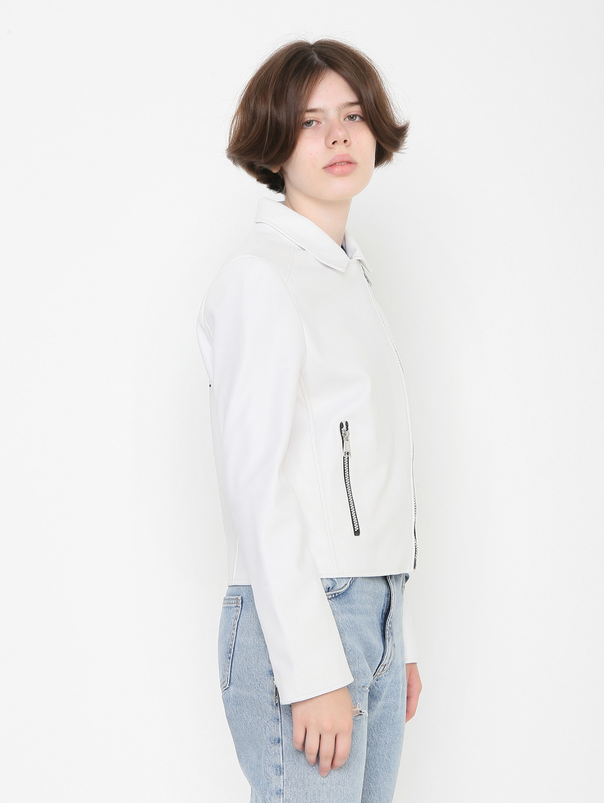 Куртка из экокожи с принтом Karl Lagerfeld  –  МодельВерхНиз  – Цвет:  Белый