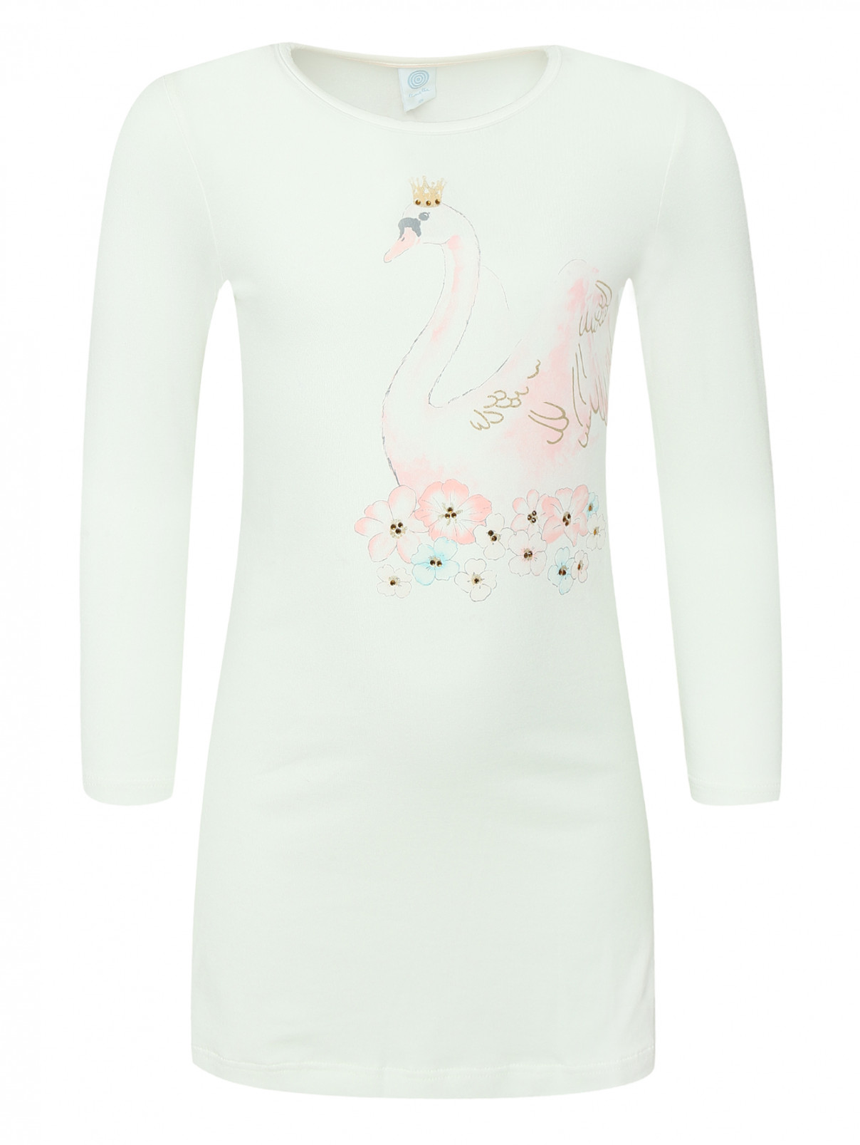 Рубашка с принтом Sanetta  –  Общий вид  – Цвет:  Белый
