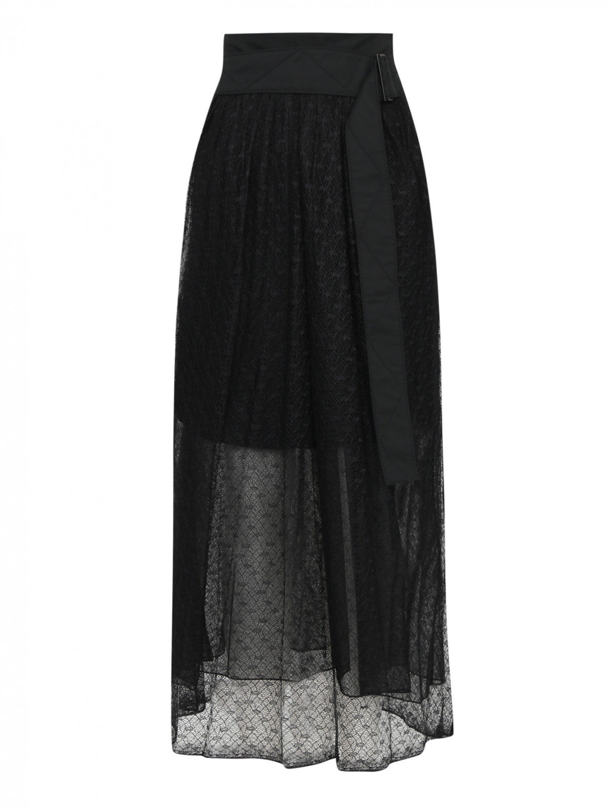 Полупрозрачная юбка-миди с контрастной отделкой Dorothee Schumacher  –  Общий вид  – Цвет:  Черный