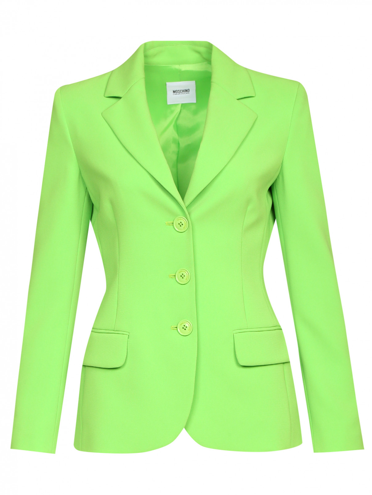 Однотонный жакет на пуговицах Moschino Cheap&Chic  –  Общий вид  – Цвет:  Зеленый