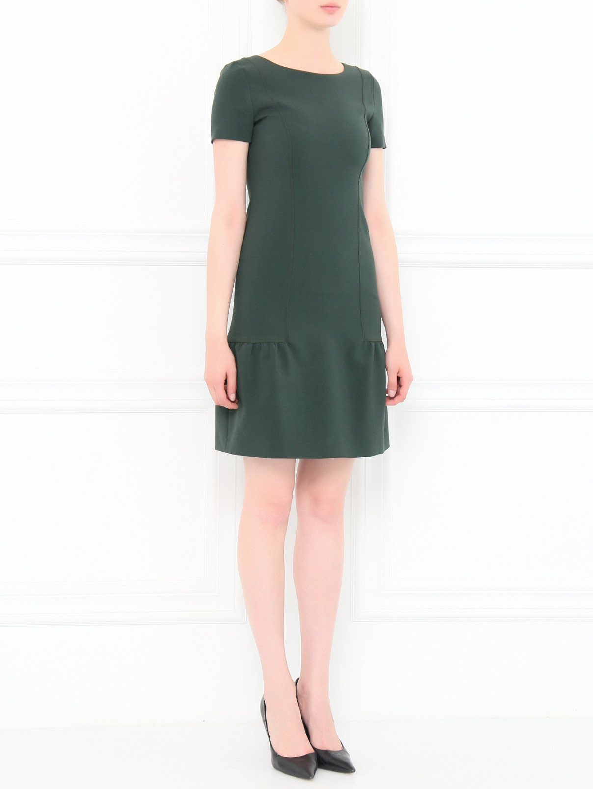 Платье-футляр из шерсти приталенное Alberta Ferretti  –  Модель Общий вид  – Цвет:  Зеленый