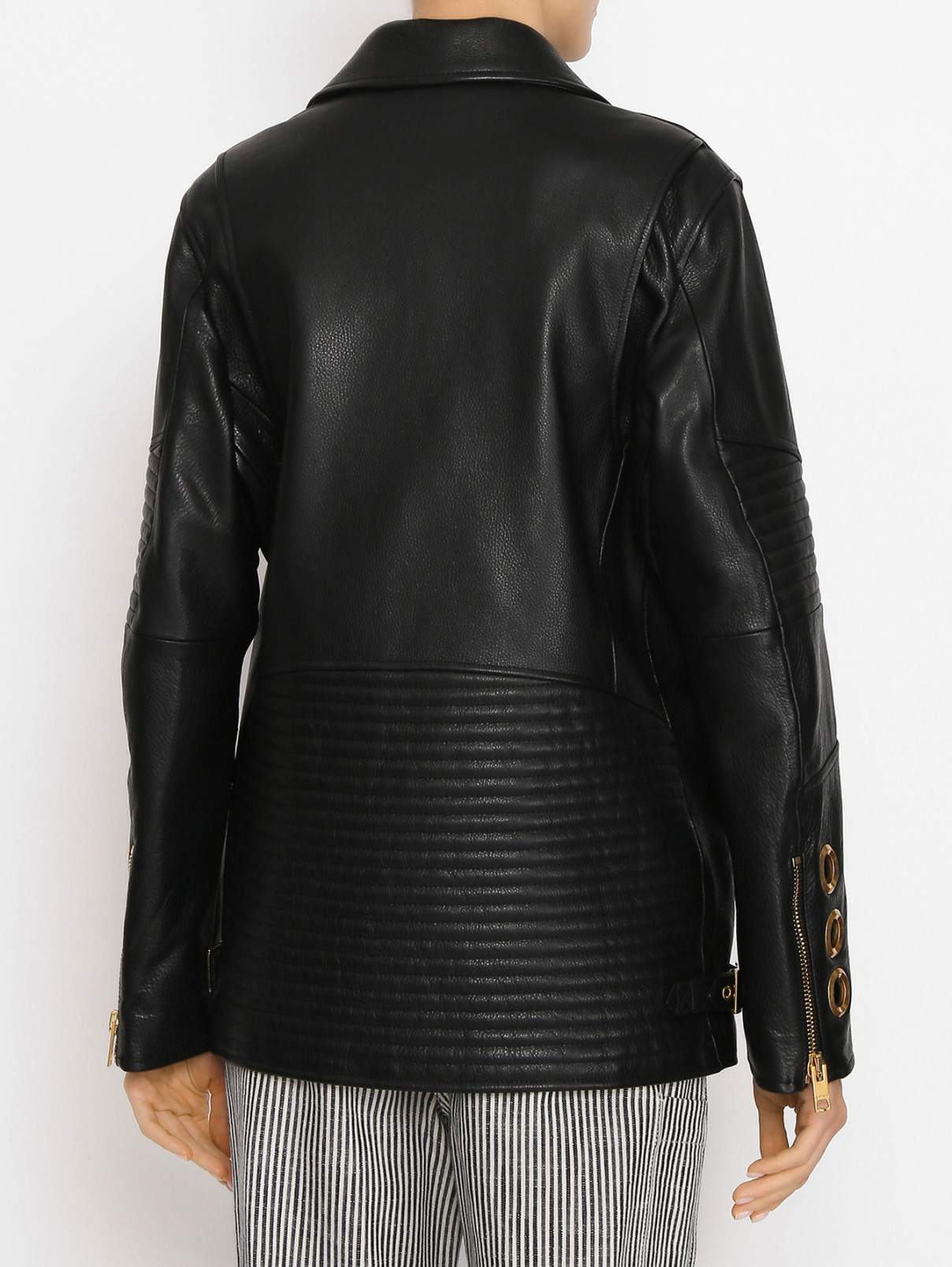 Кожаная куртка на молнии с карманами Etro  –  МодельВерхНиз1  – Цвет:  Черный