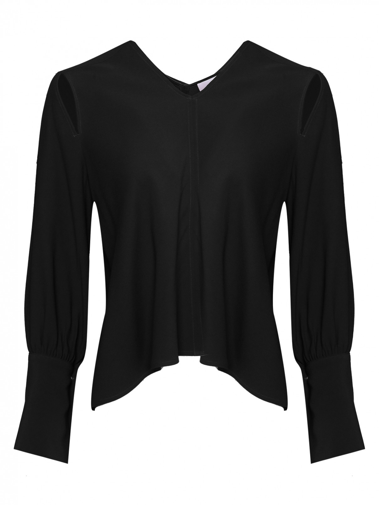 Блуза из вискозы с разрезами Erika Cavallini  –  Общий вид  – Цвет:  Черный