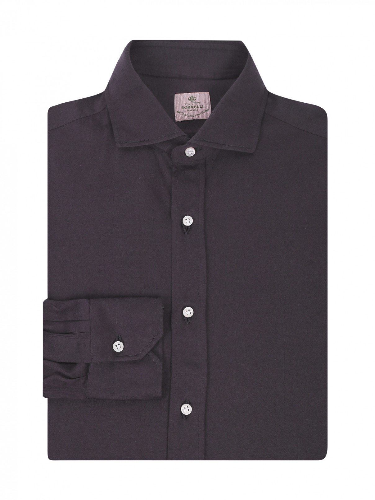 Рубашка из хлопка Borrelli  –  Общий вид  – Цвет:  Серый
