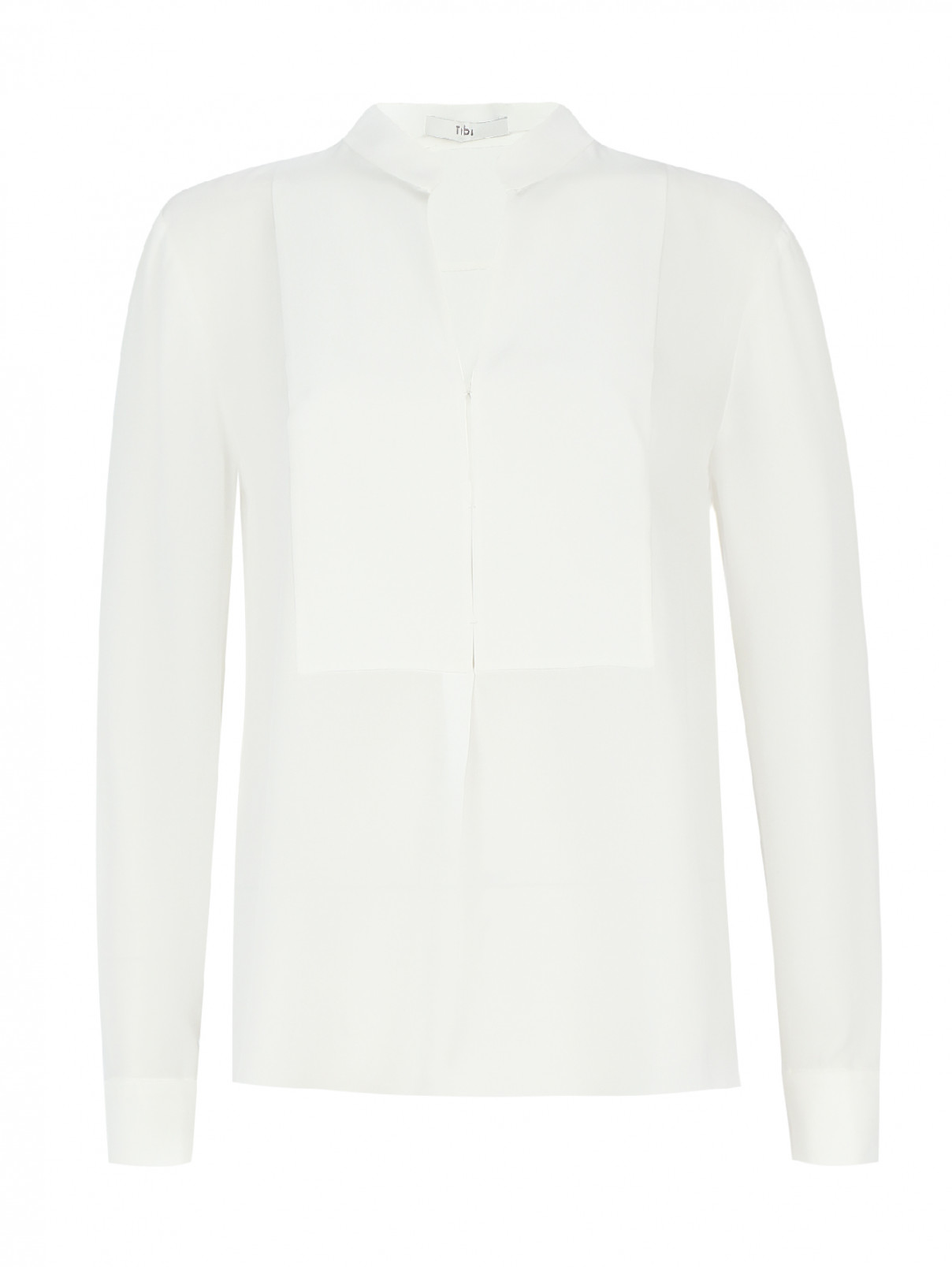 Блуза из шелка свободного кроя TIBI  –  Общий вид  – Цвет:  Белый