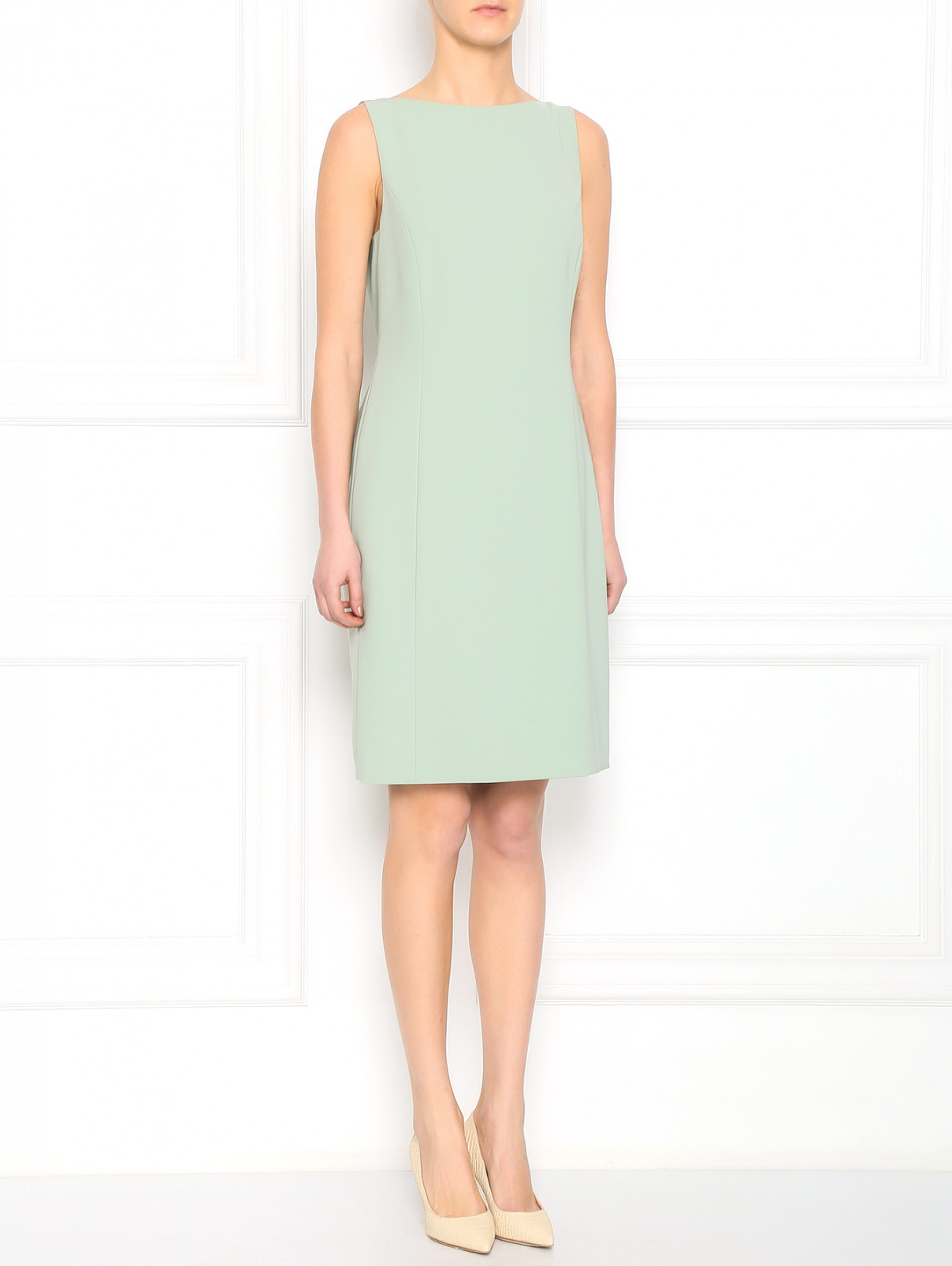 Платье-футляр со сборкой на спине Moschino  –  Модель Общий вид  – Цвет:  Зеленый