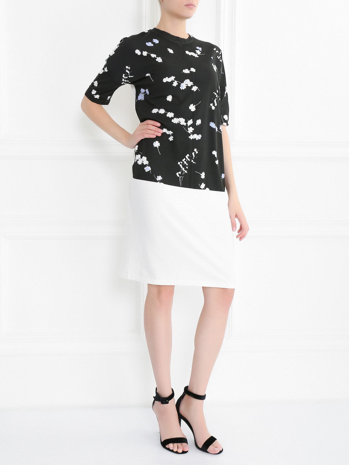 Платье из хлопка с коротким рукавом Jil Sander  –  Модель Общий вид  – Цвет:  Черный