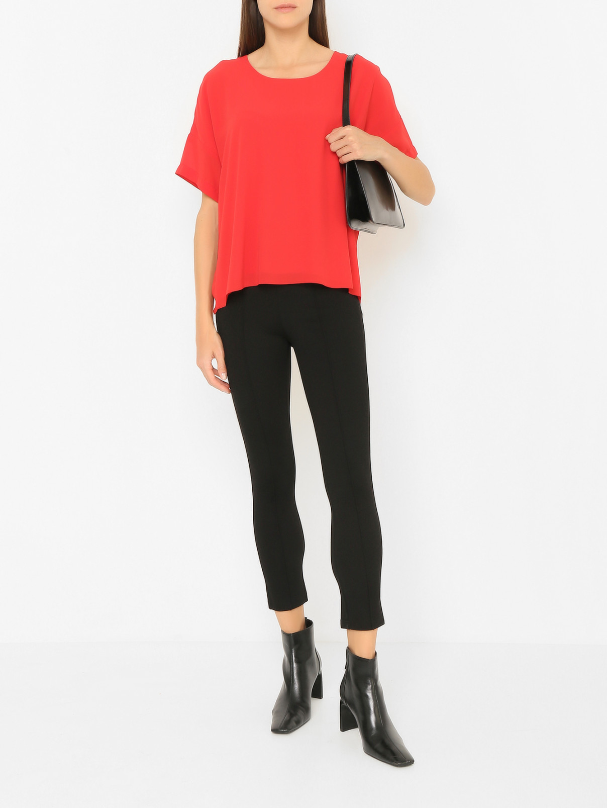 Однотонная блуза с коротким рукавом SILVIAN HEACH  –  МодельОбщийВид  – Цвет:  Красный
